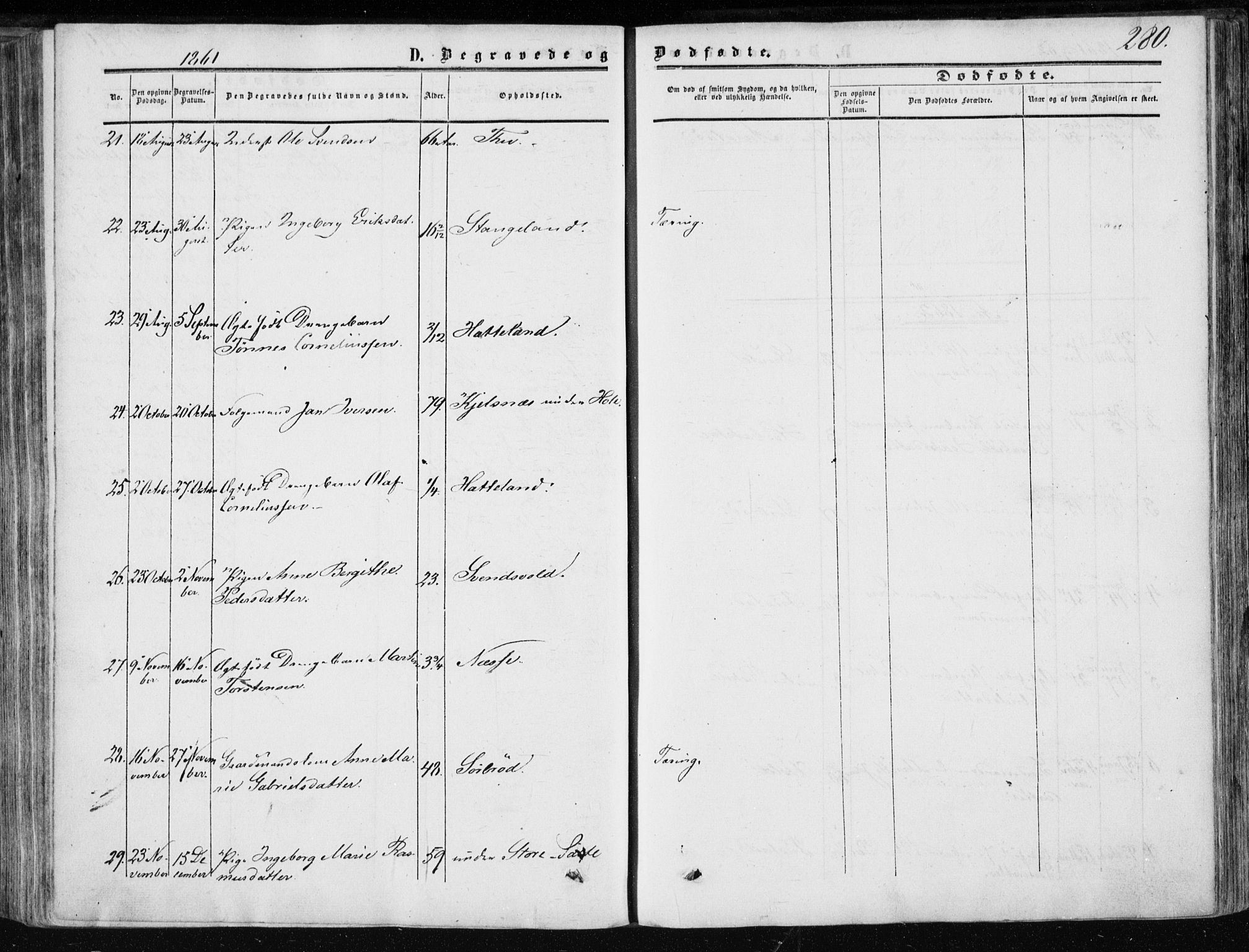 Klepp sokneprestkontor, AV/SAST-A-101803/001/3/30BA/L0005: Parish register (official) no. A 5, 1853-1870, p. 280