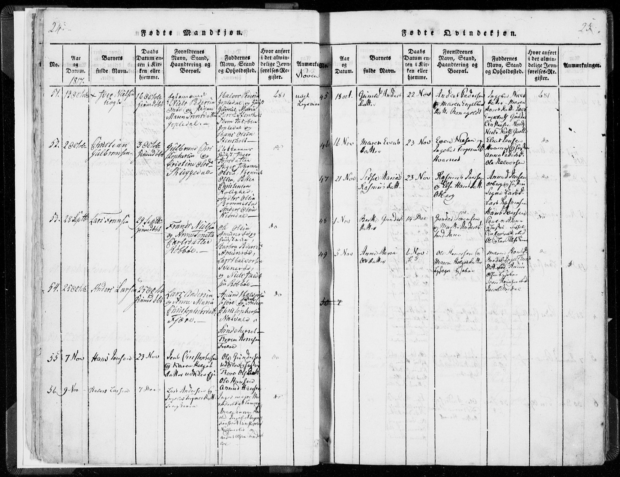 Hedrum kirkebøker, AV/SAKO-A-344/F/Fa/L0004: Parish register (official) no. I 4, 1817-1835, p. 24-25