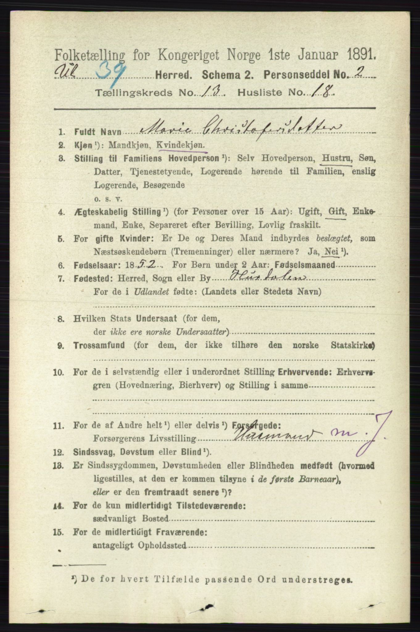 RA, 1891 census for 0235 Ullensaker, 1891, p. 6031
