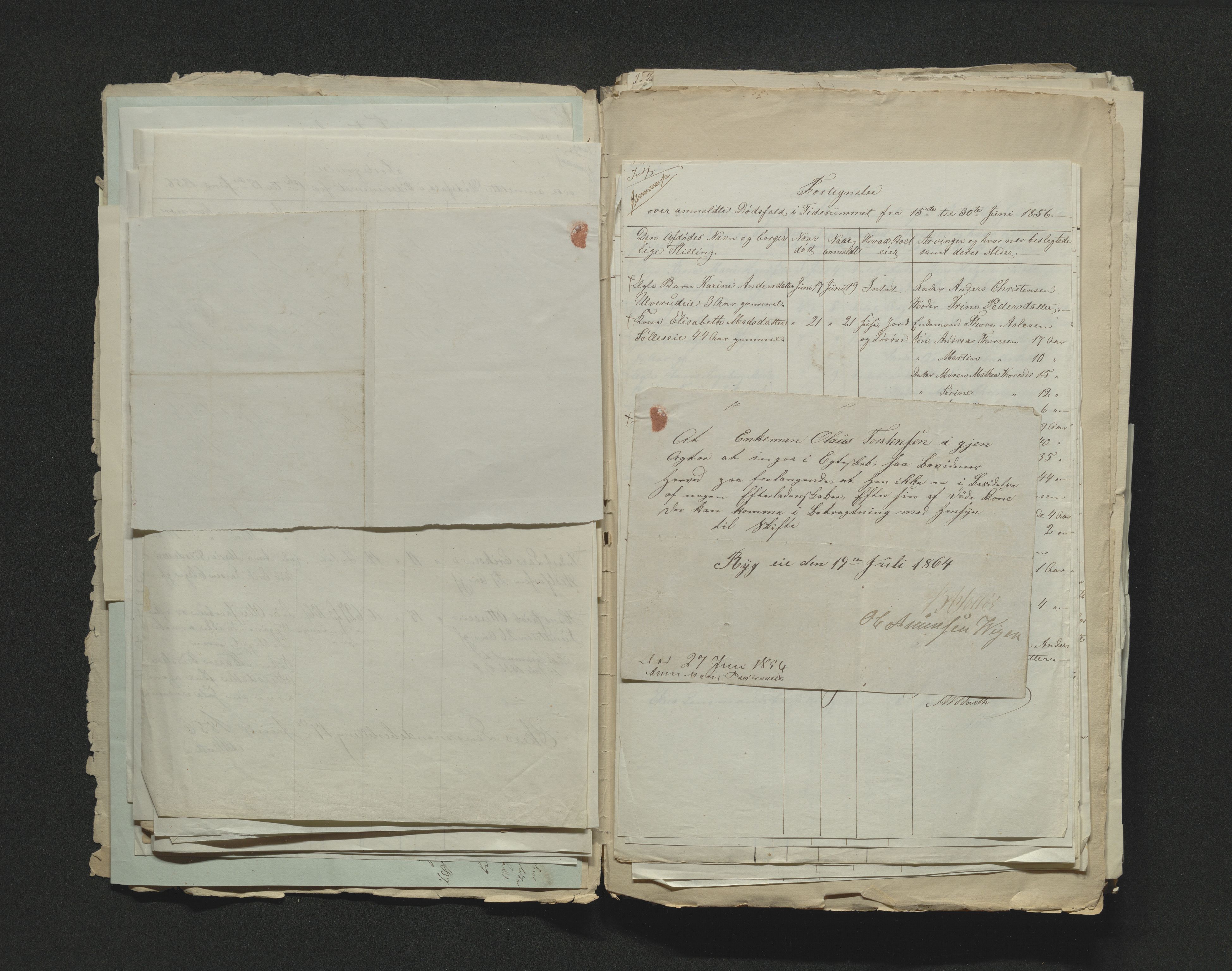 Eiker, Modum og Sigdal sorenskriveri, AV/SAKO-A-123/H/Ha/Hab/L0009: Dødsfallsmeldinger, 1854-1857, p. 284