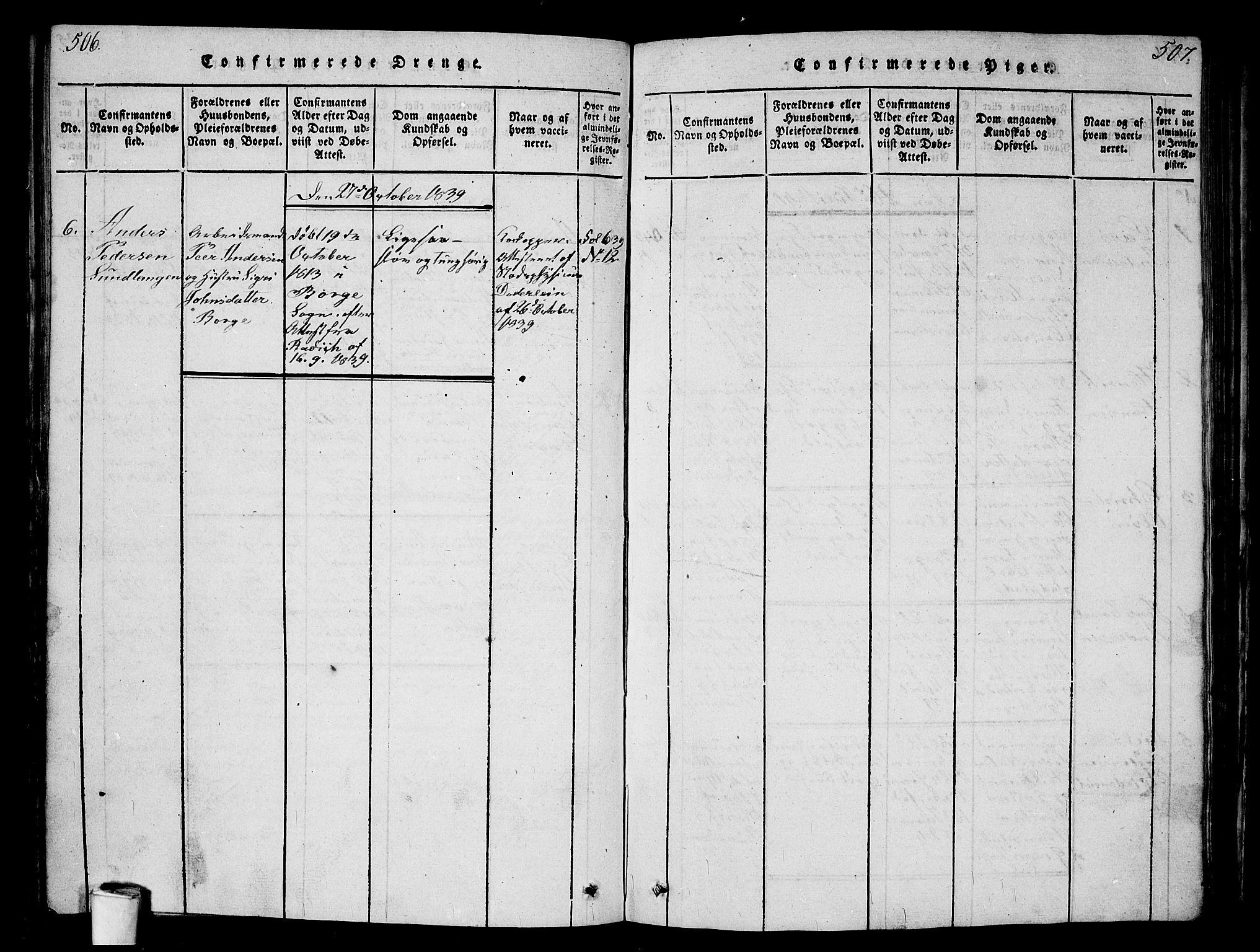 Kristiania tukthusprest Kirkebøker, AV/SAO-A-10881/G/Ga/L0001: Parish register (copy) no. 1, 1818-1857, p. 506-507