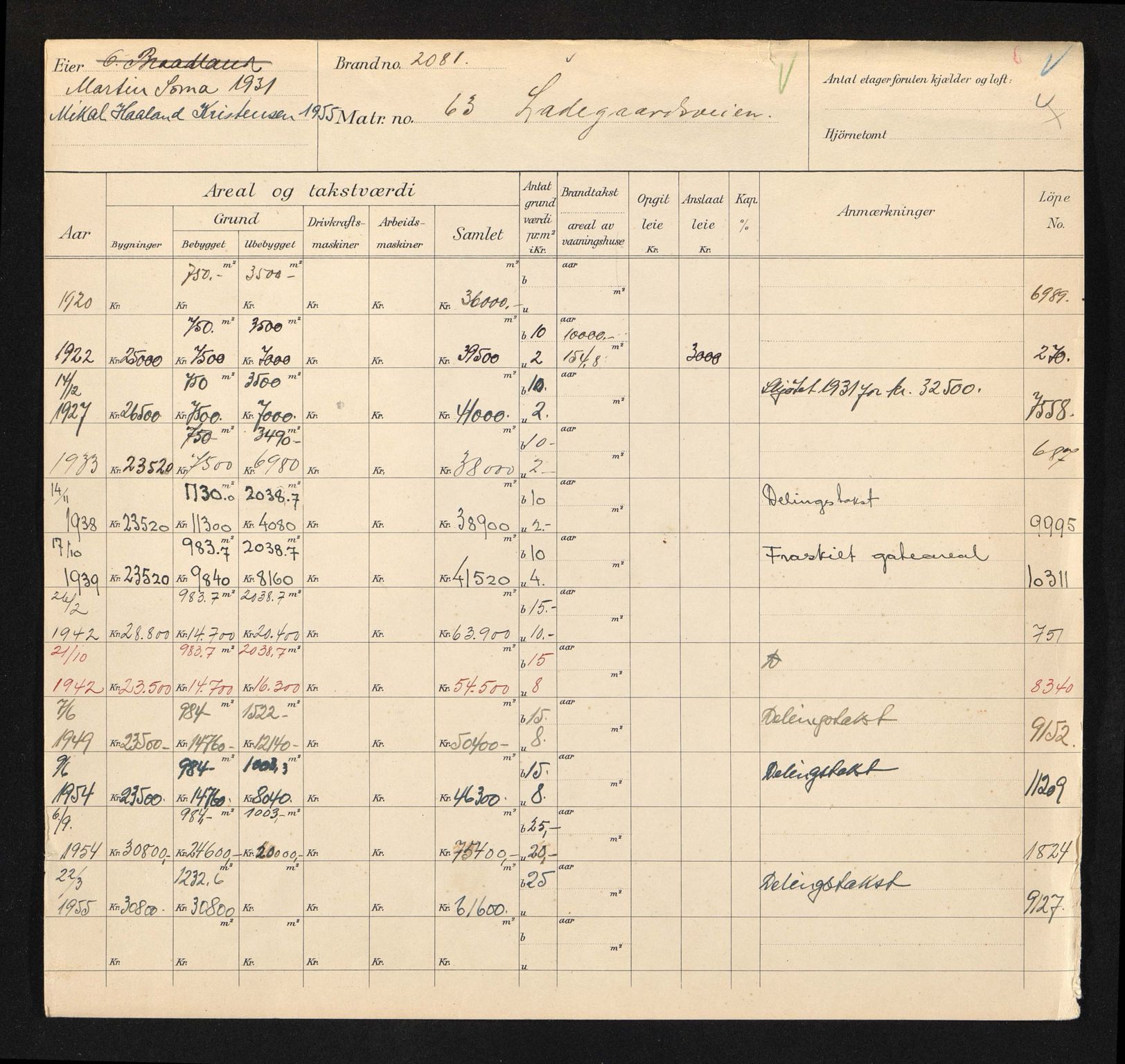 Stavanger kommune. Skattetakstvesenet, BYST/A-0440/F/Fa/Faa/L0027/0004: Skattetakstkort / Lagårdsveien 63 - 86