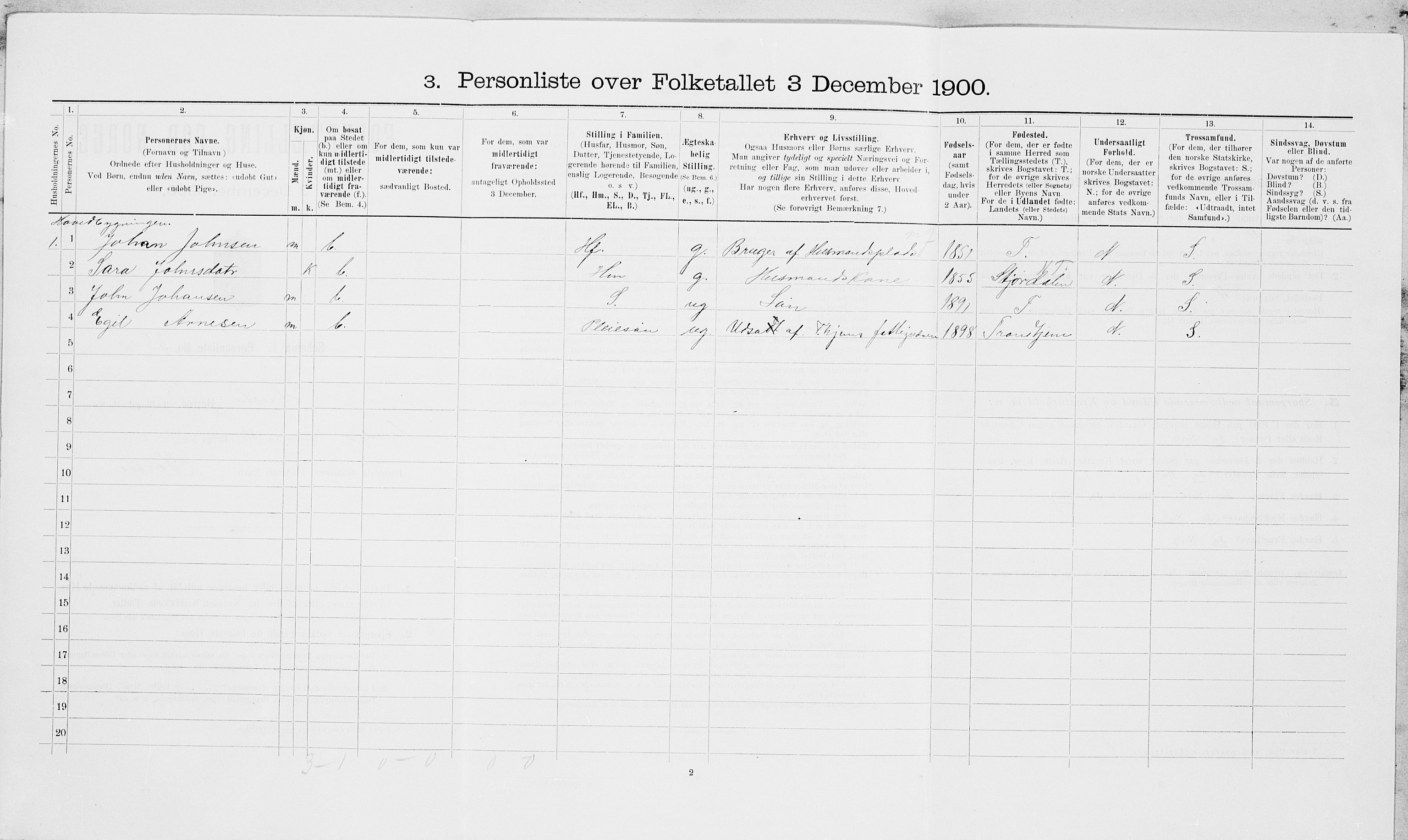 SAT, 1900 census for Frosta, 1900, p. 386