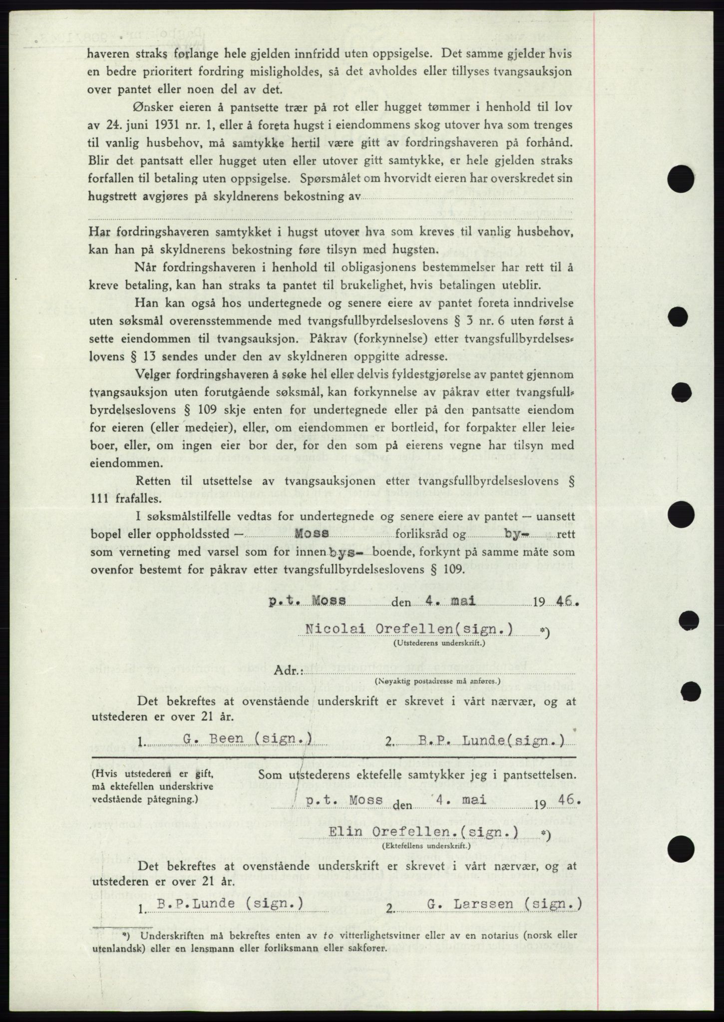 Moss sorenskriveri, SAO/A-10168: Mortgage book no. B15, 1946-1946, Diary no: : 908/1946