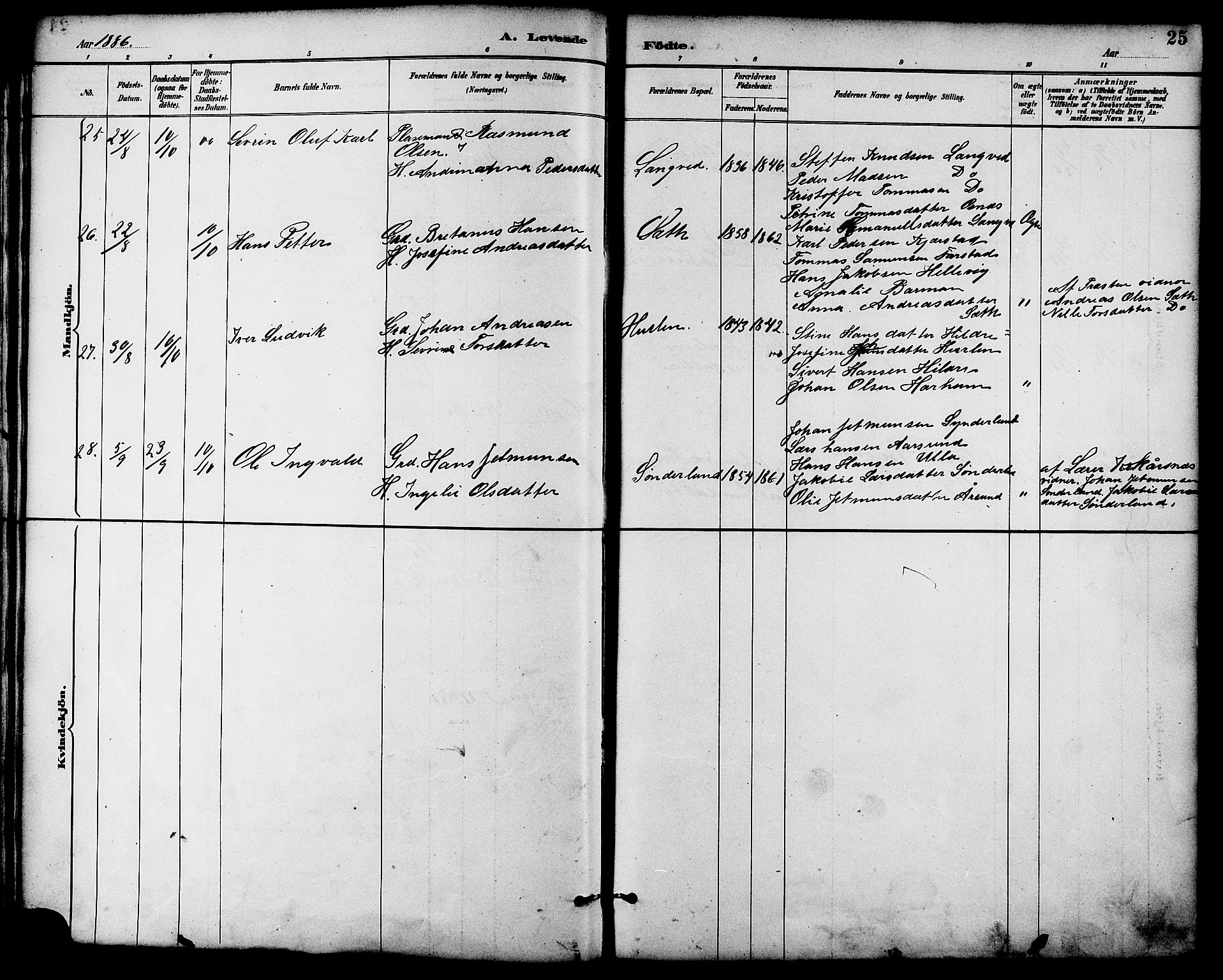 Ministerialprotokoller, klokkerbøker og fødselsregistre - Møre og Romsdal, SAT/A-1454/536/L0501: Parish register (official) no. 536A10, 1884-1896, p. 25