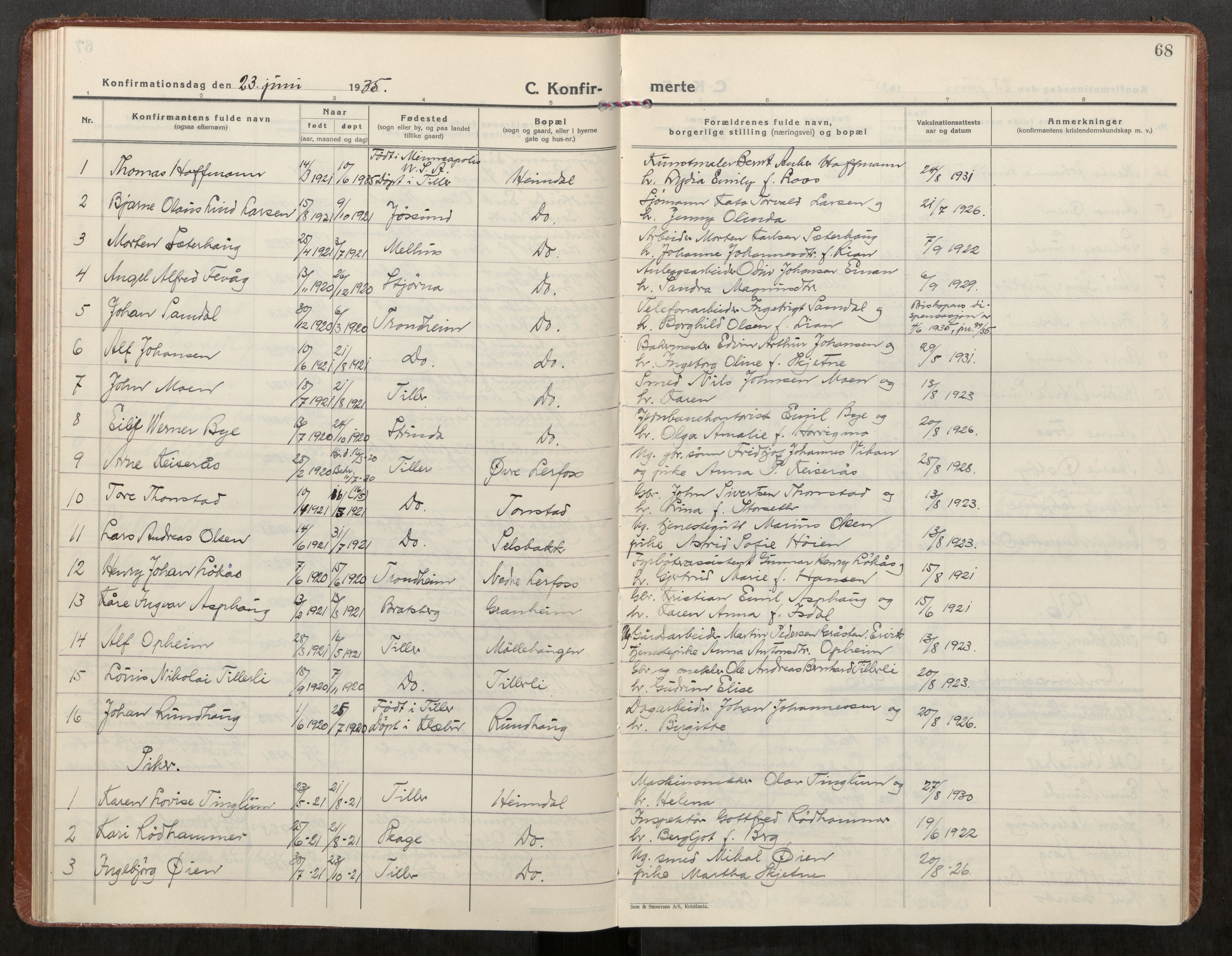 Klæbu sokneprestkontor, SAT/A-1112: Parish register (official) no. 4, 1925-1943, p. 68