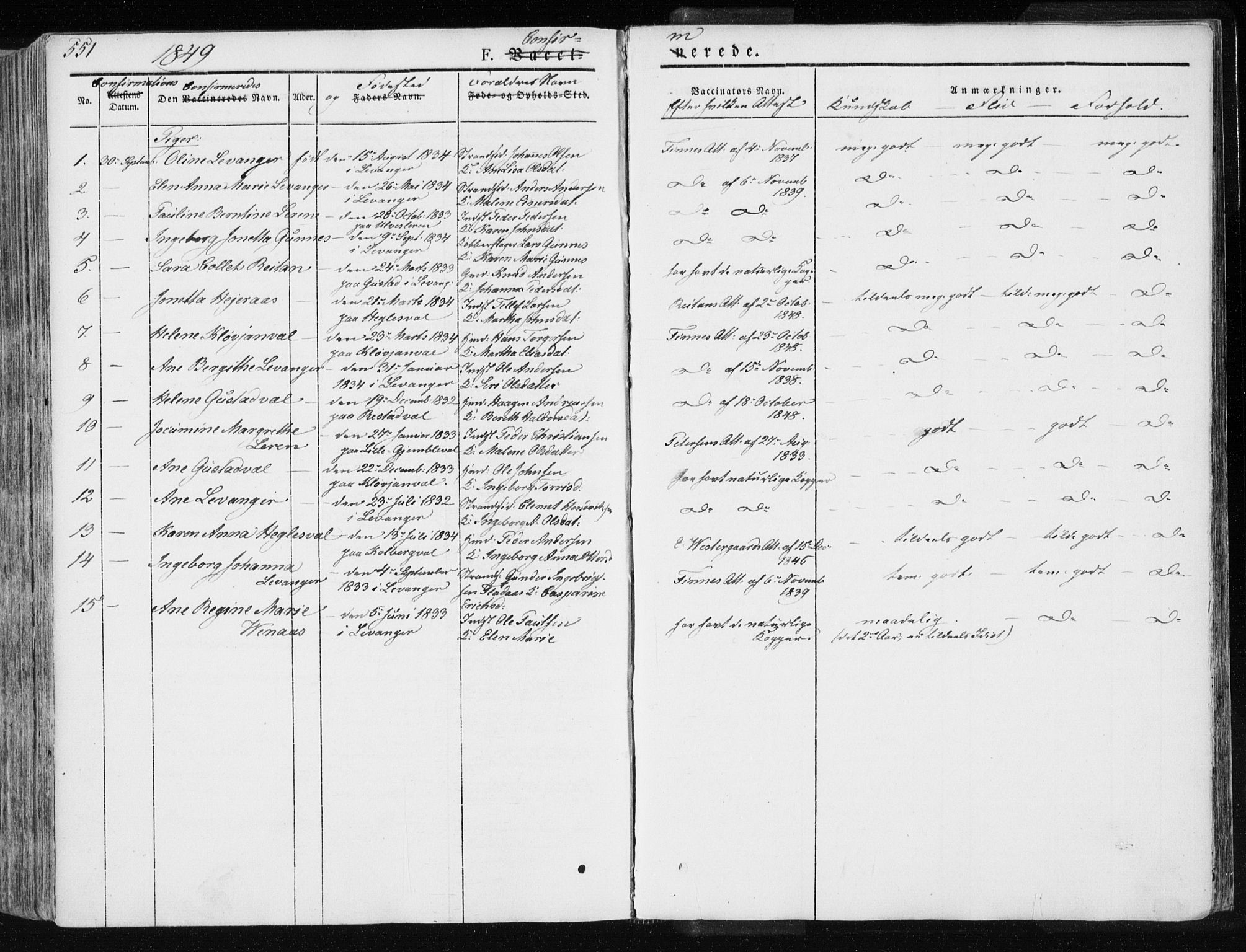 Ministerialprotokoller, klokkerbøker og fødselsregistre - Nord-Trøndelag, SAT/A-1458/717/L0154: Parish register (official) no. 717A06 /1, 1836-1849, p. 551