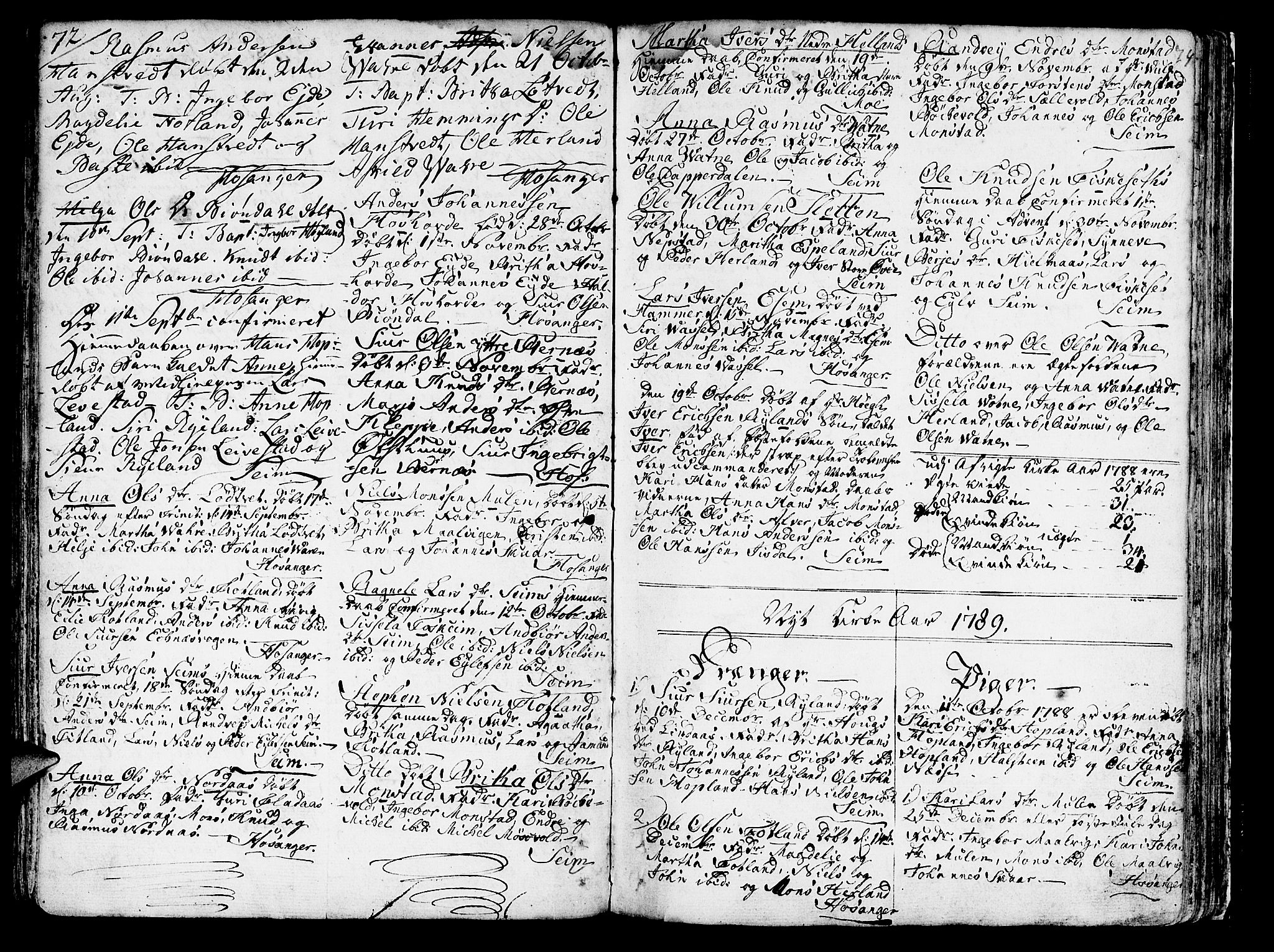 Hosanger sokneprestembete, AV/SAB-A-75801/H/Haa: Parish register (official) no. A 2 /1, 1766-1793, p. 74