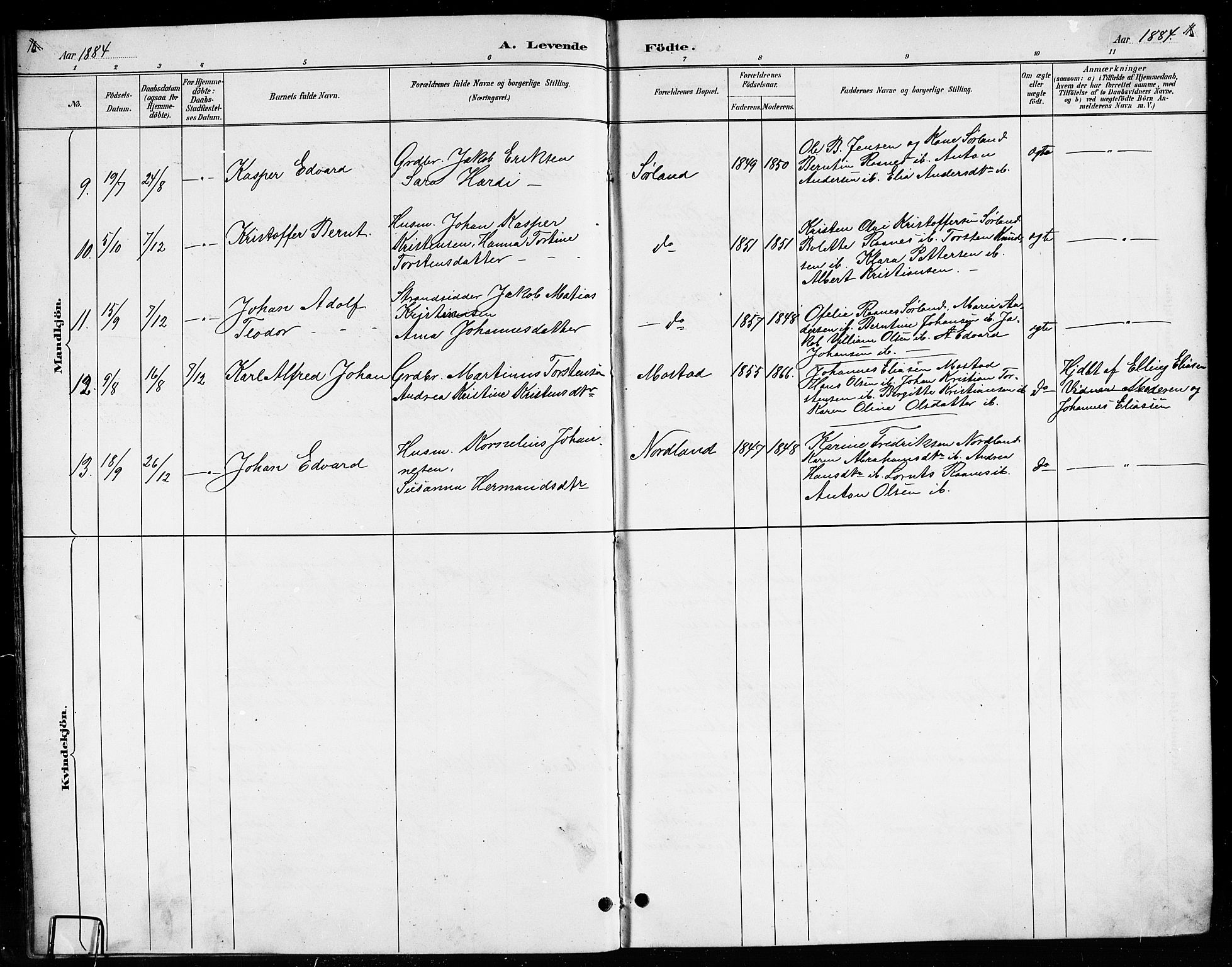 Ministerialprotokoller, klokkerbøker og fødselsregistre - Nordland, AV/SAT-A-1459/807/L0123: Parish register (copy) no. 807C01, 1884-1910, p. 10-11