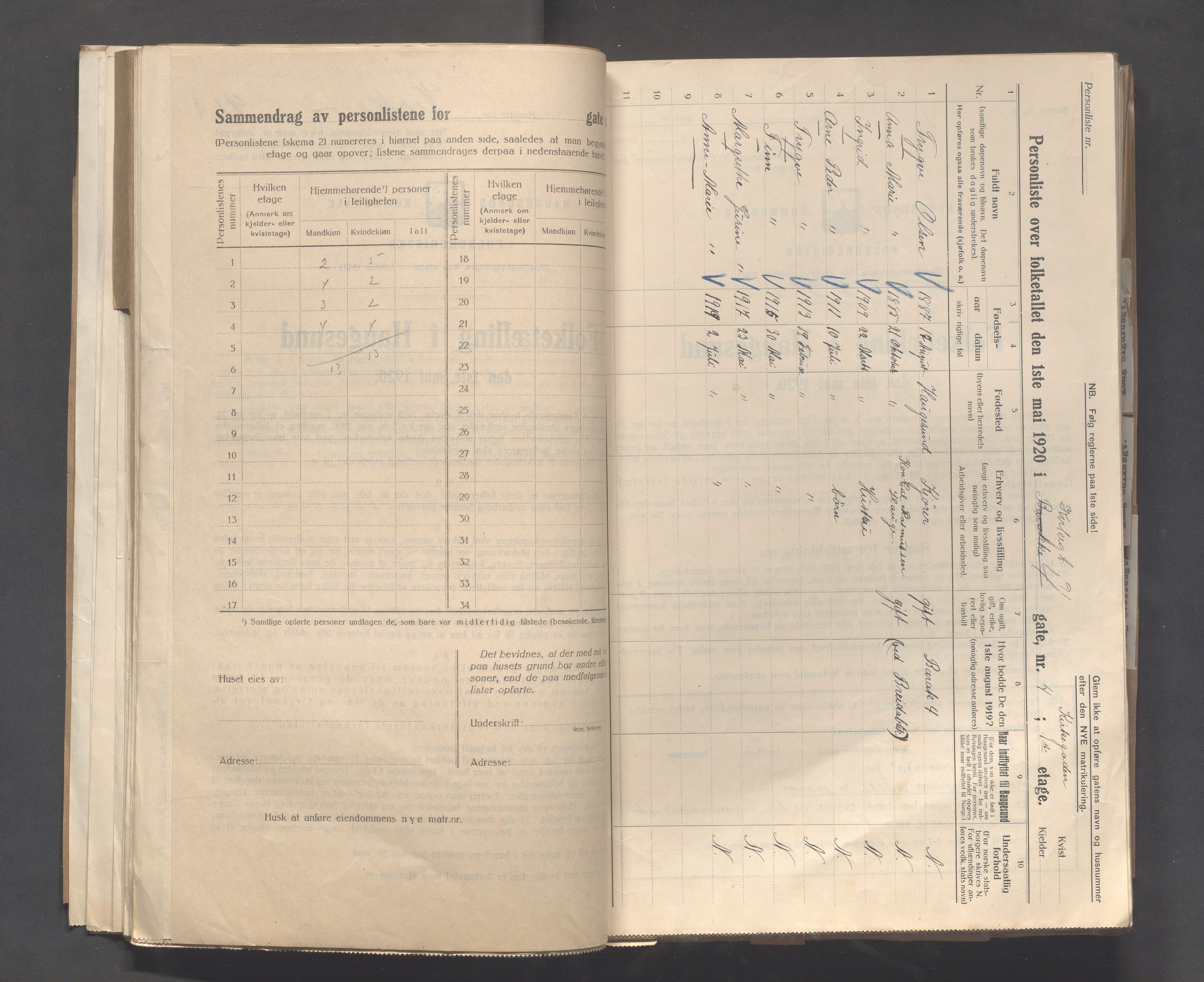 IKAR, Local census 1.5.1920 for Haugesund, 1920, p. 2503