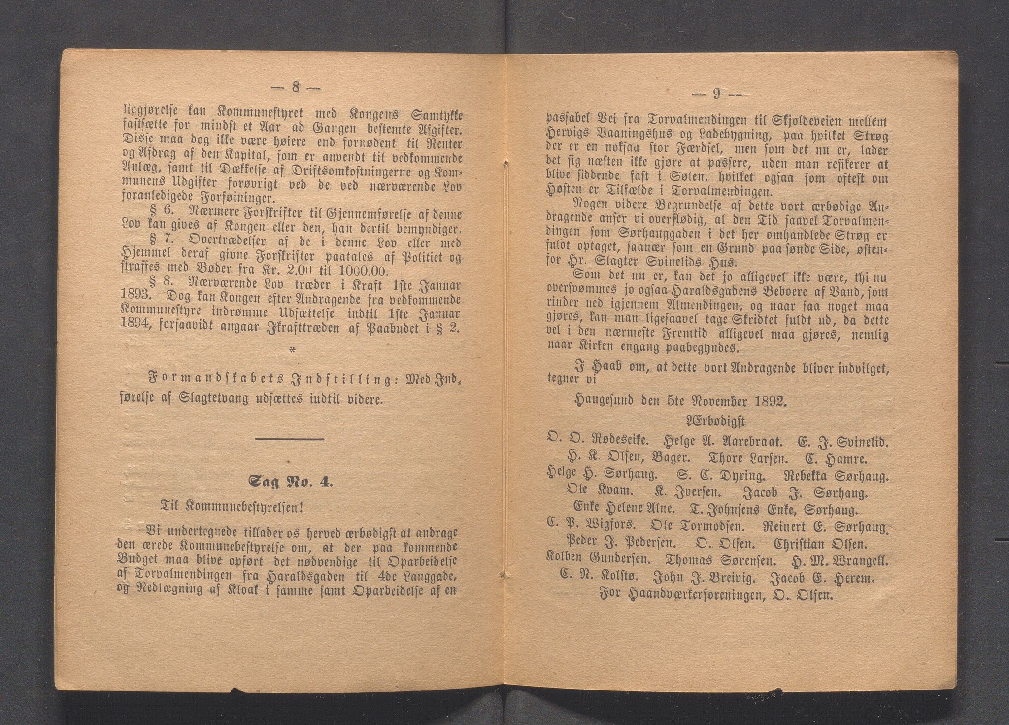 Haugesund kommune - Formannskapet og Bystyret, IKAR/A-740/A/Abb/L0001: Bystyreforhandlinger, 1889-1907, p. 123