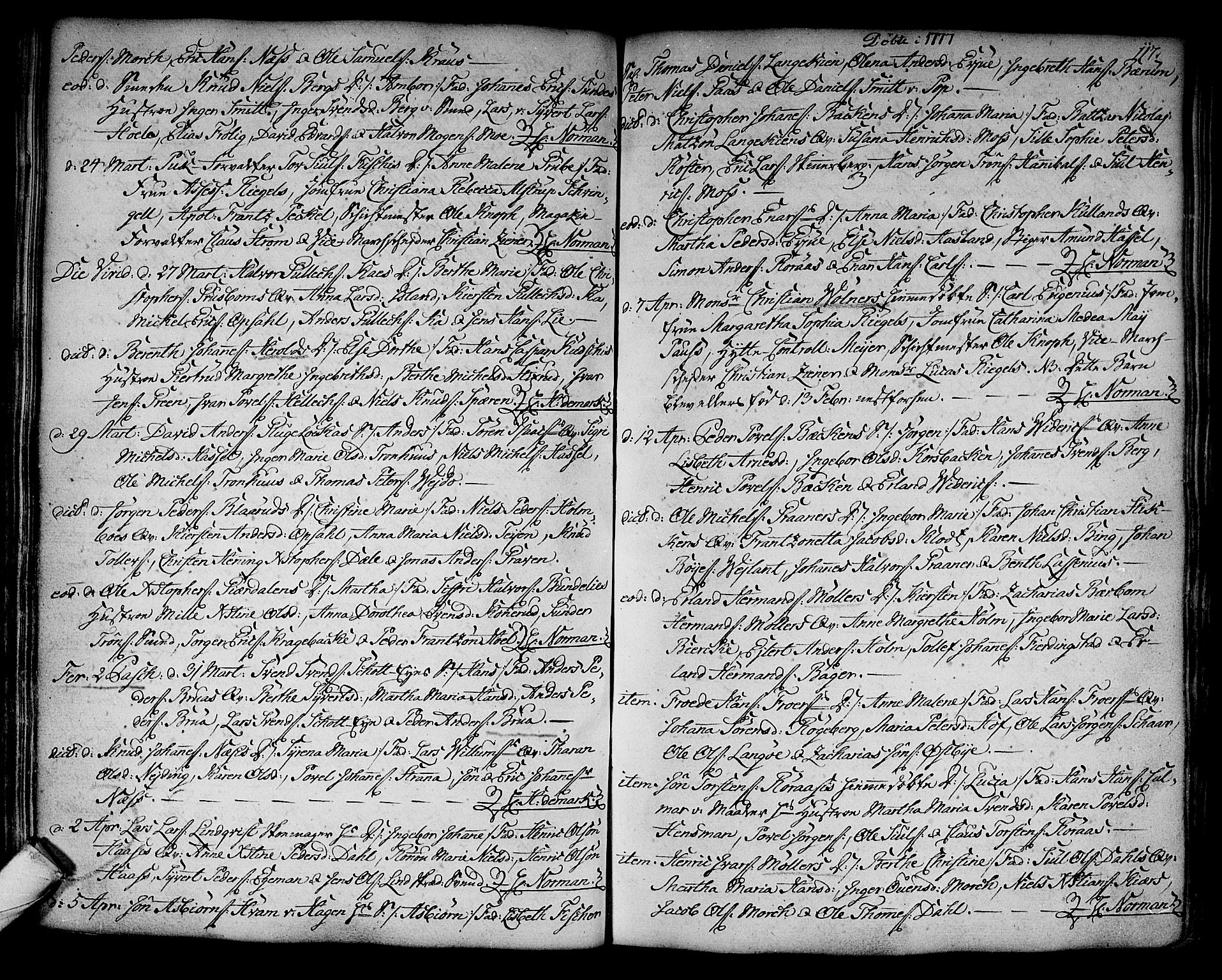 Kongsberg kirkebøker, AV/SAKO-A-22/F/Fa/L0005: Parish register (official) no. I 5, 1769-1782, p. 117