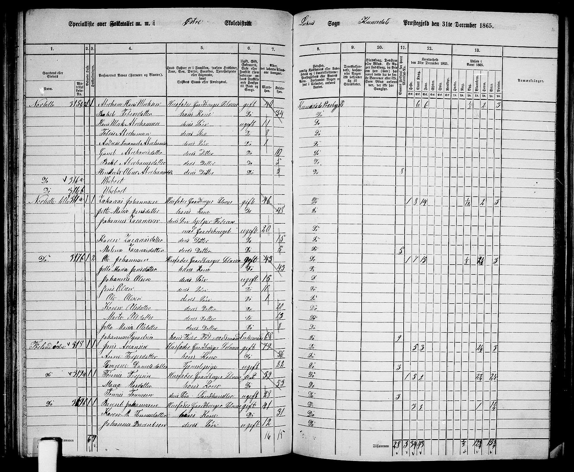 RA, 1865 census for Kvinesdal, 1865, p. 83