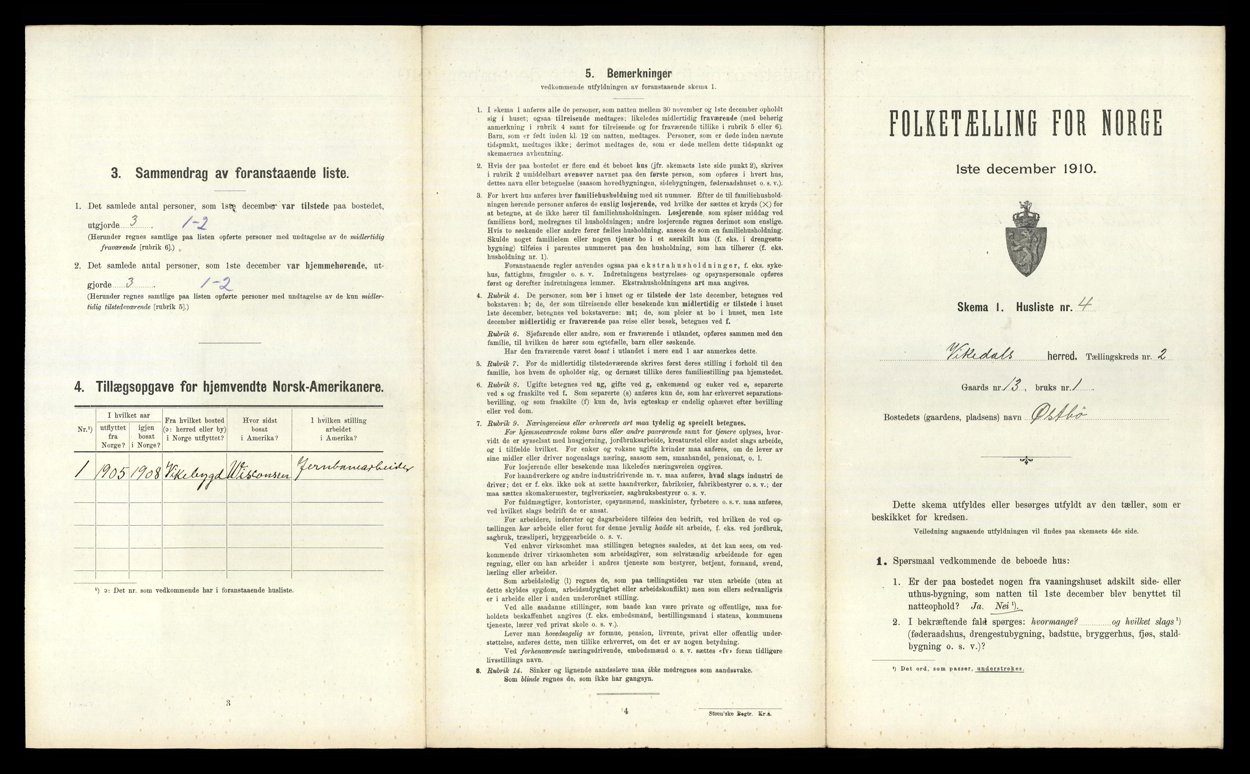 RA, 1910 census for Vikedal, 1910, p. 117