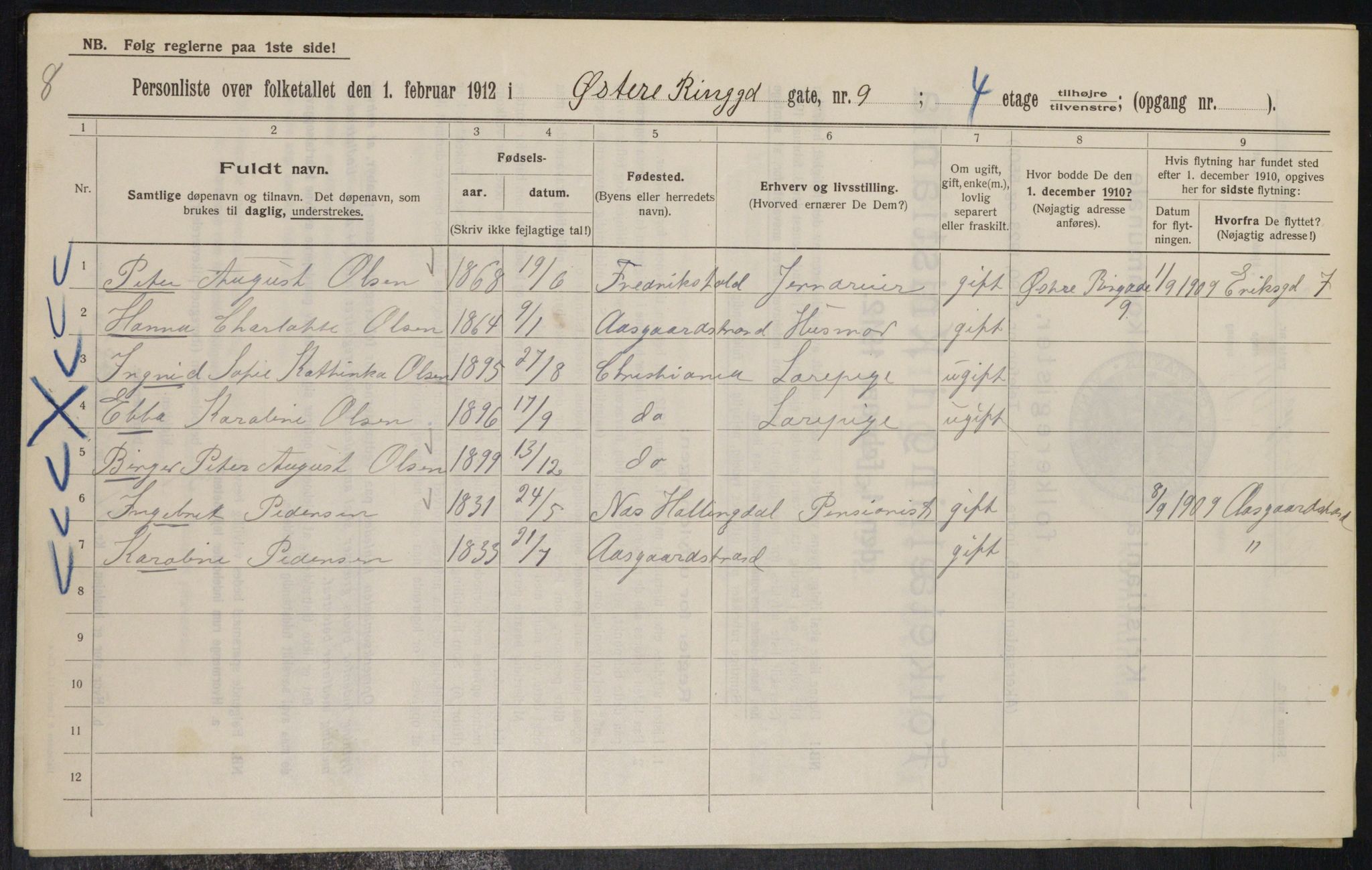 OBA, Municipal Census 1912 for Kristiania, 1912, p. 129476