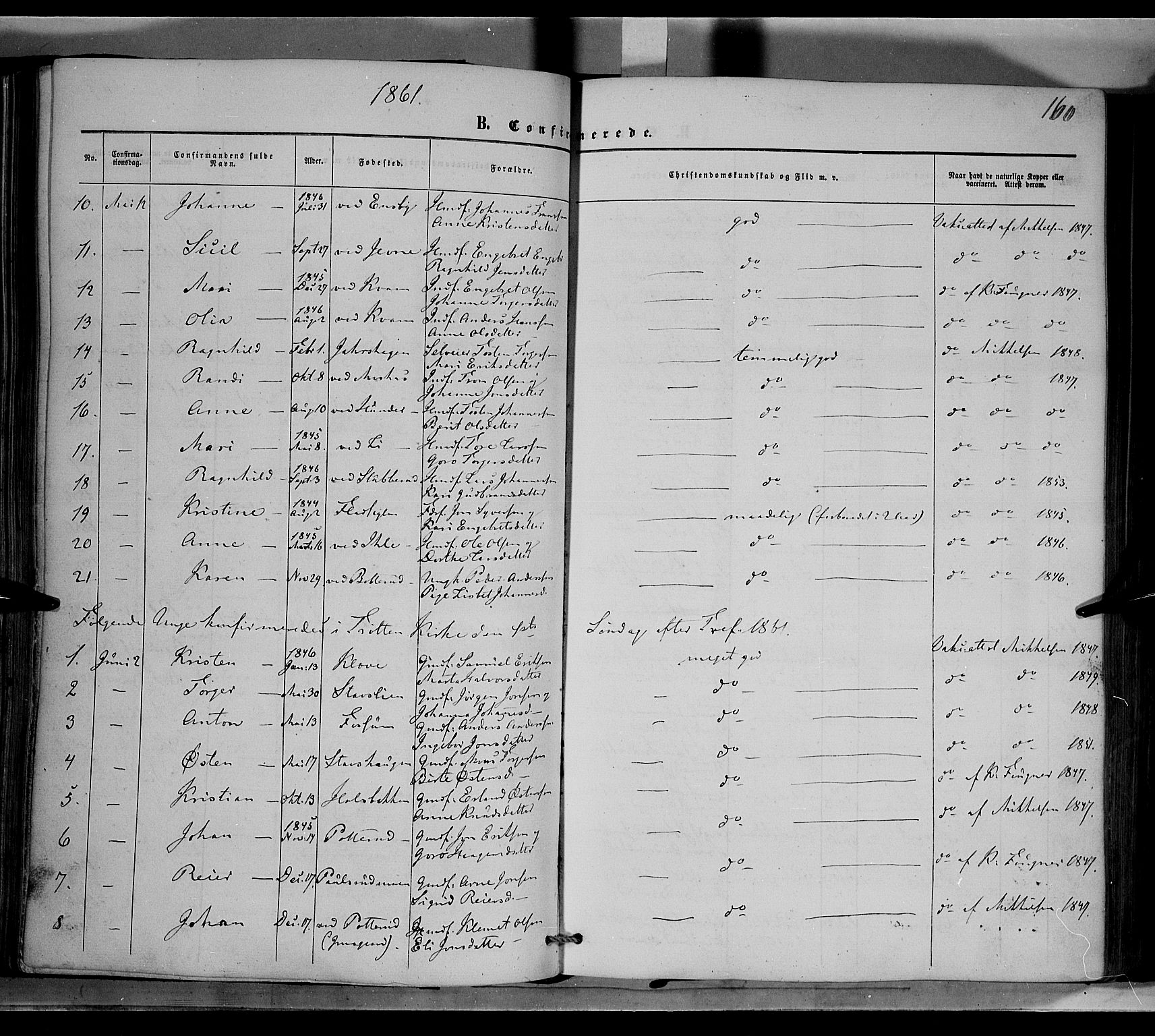 Øyer prestekontor, SAH/PREST-084/H/Ha/Haa/L0006: Parish register (official) no. 6, 1858-1874, p. 160