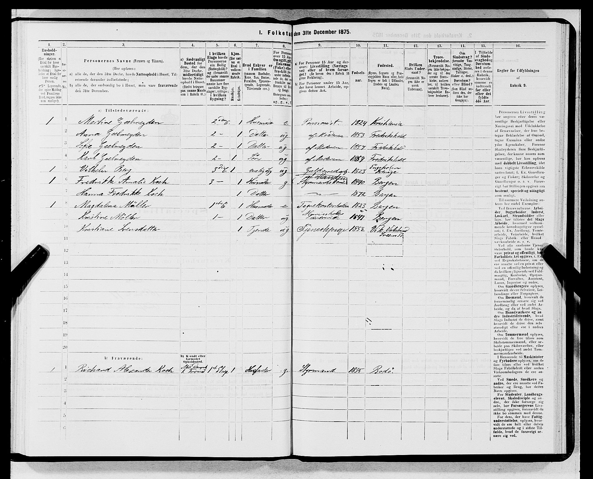 SAB, 1875 census for 1301 Bergen, 1875, p. 3698