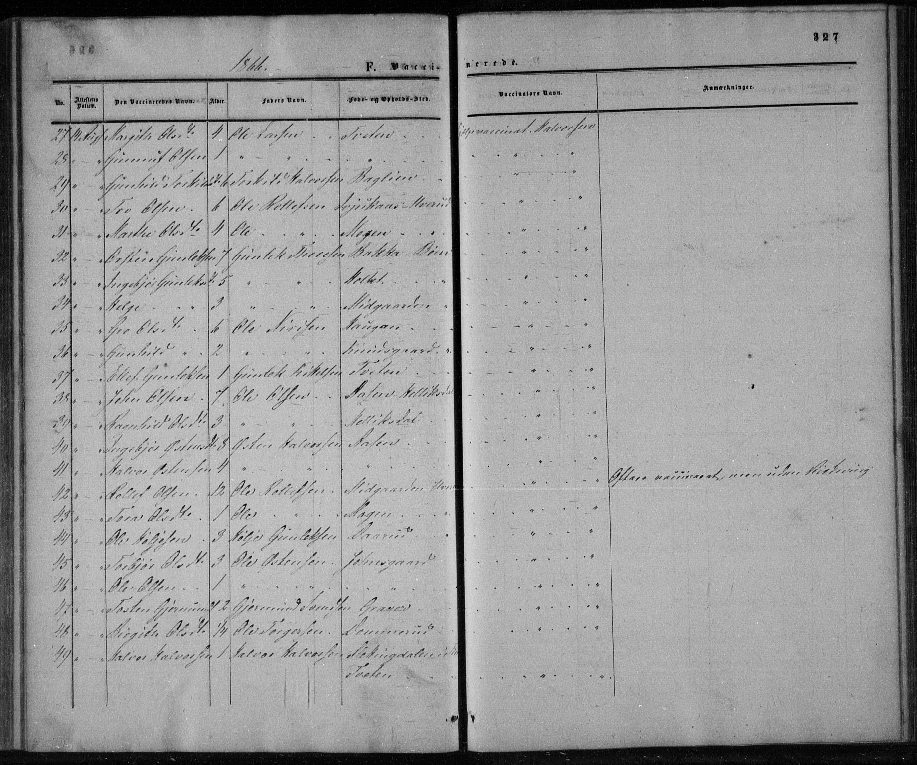 Gransherad kirkebøker, AV/SAKO-A-267/F/Fa/L0003: Parish register (official) no. I 3, 1859-1870, p. 327