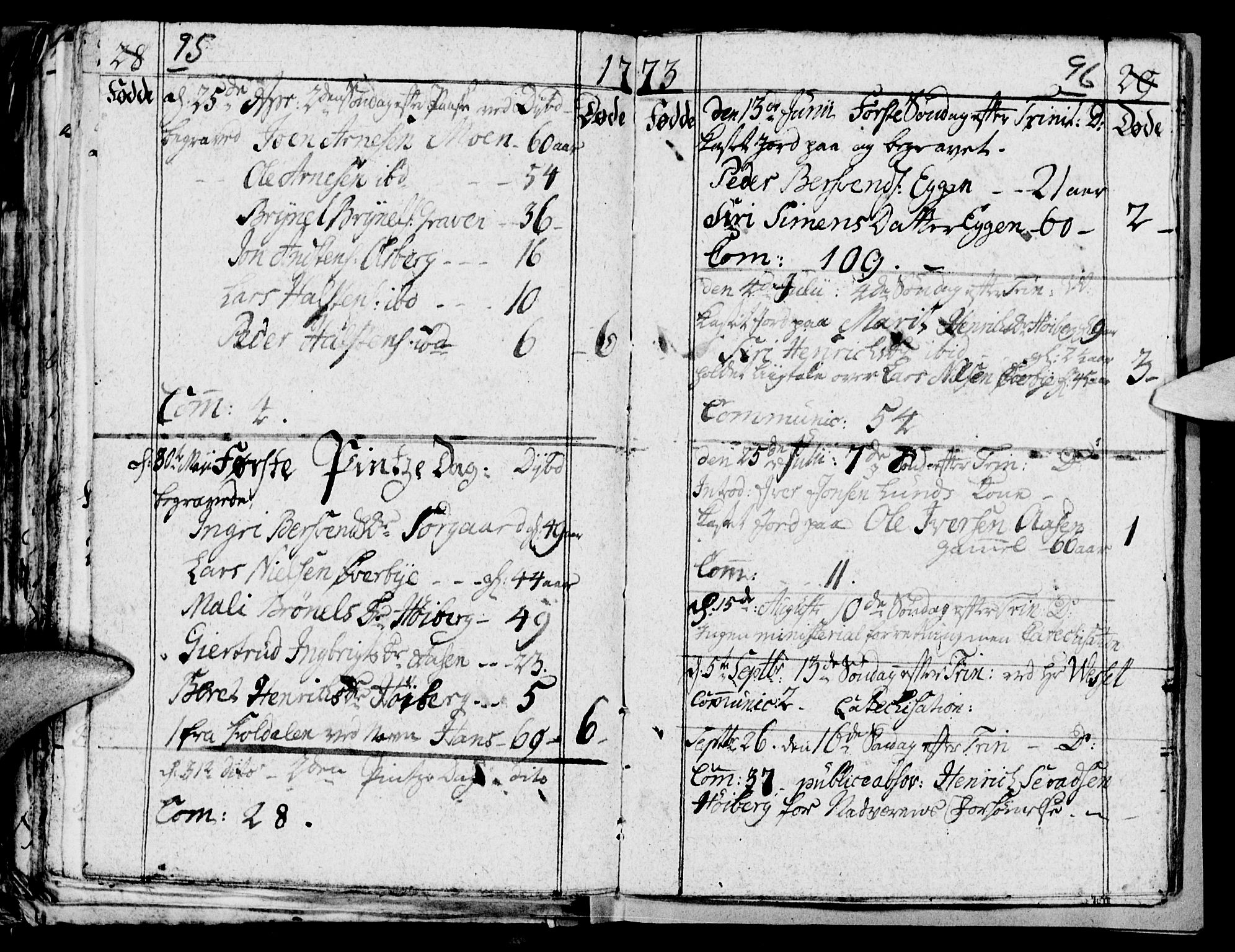 Tynset prestekontor, AV/SAH-PREST-058/H/Ha/Haa/L0005: Parish register (official) no. 5, 1761-1776, p. 95-96