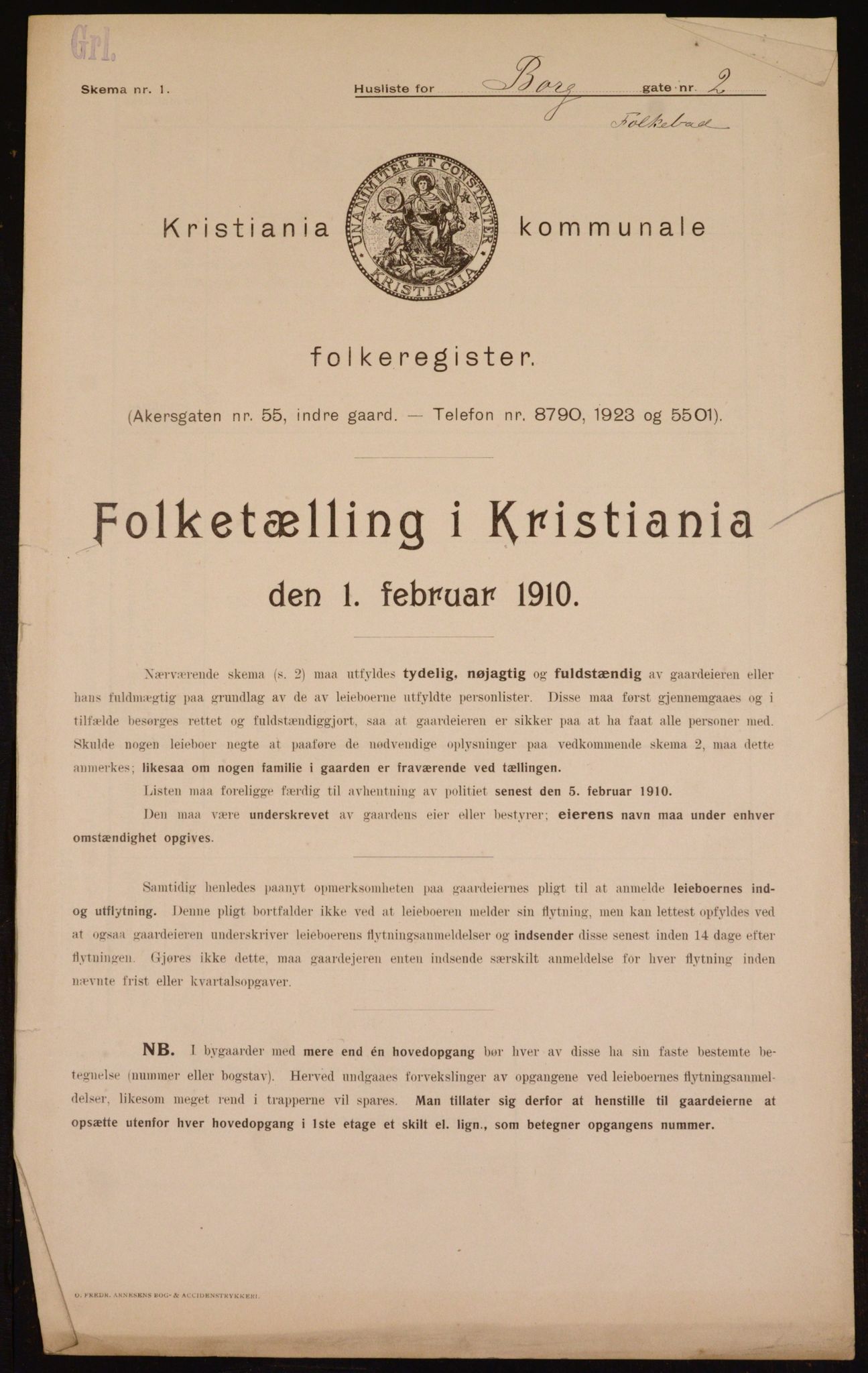 OBA, Municipal Census 1910 for Kristiania, 1910, p. 7391