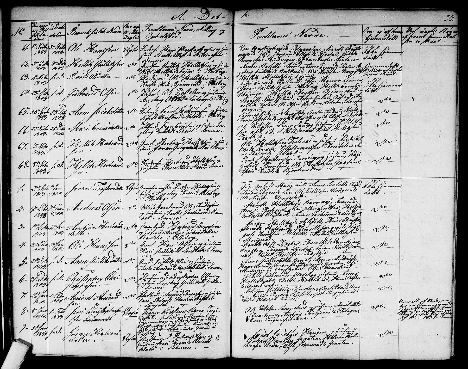 Flesberg kirkebøker, SAKO/A-18/G/Ga/L0002: Parish register (copy) no. I 2, 1834-1860, p. 33