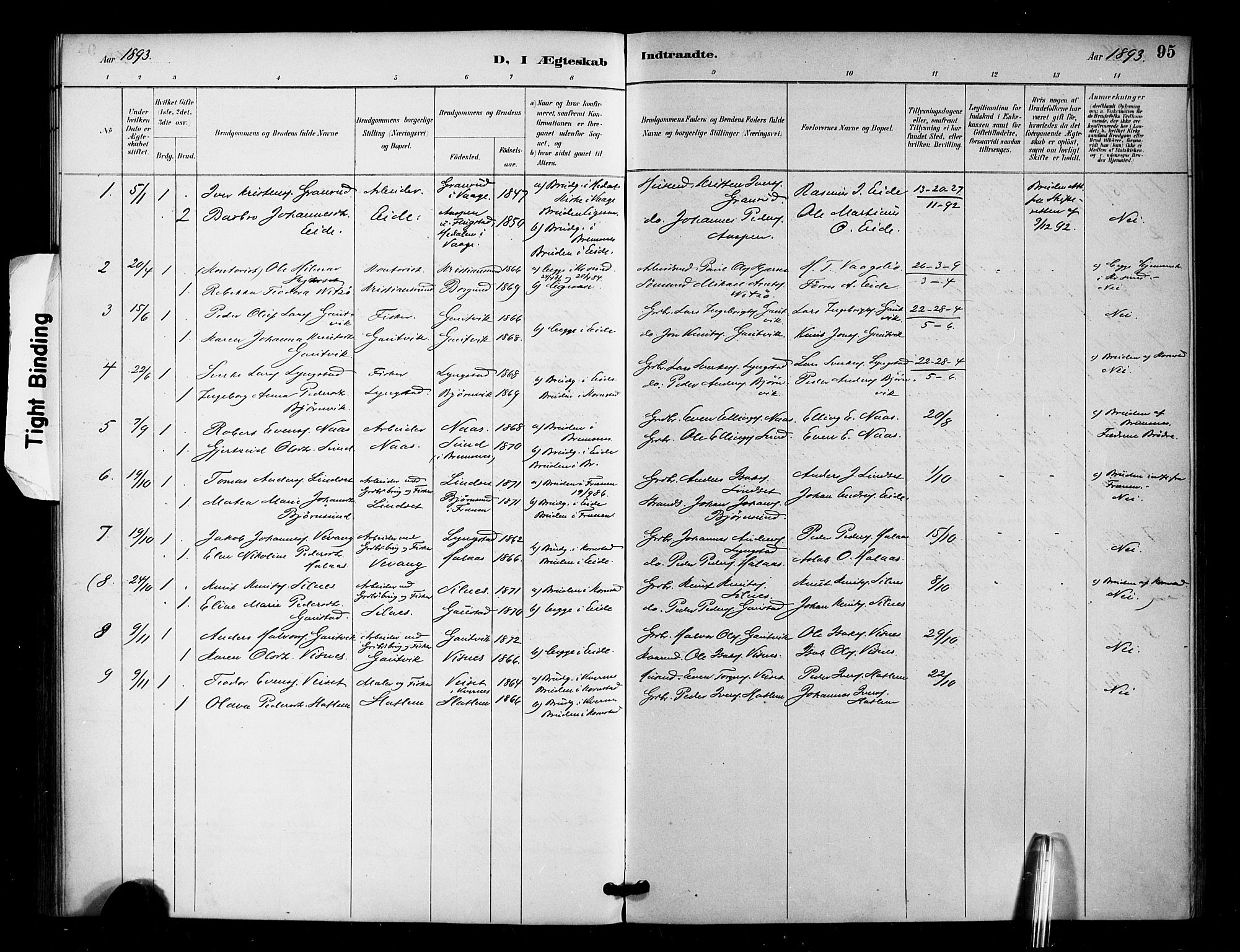 Ministerialprotokoller, klokkerbøker og fødselsregistre - Møre og Romsdal, SAT/A-1454/571/L0836: Parish register (official) no. 571A01, 1884-1899, p. 95