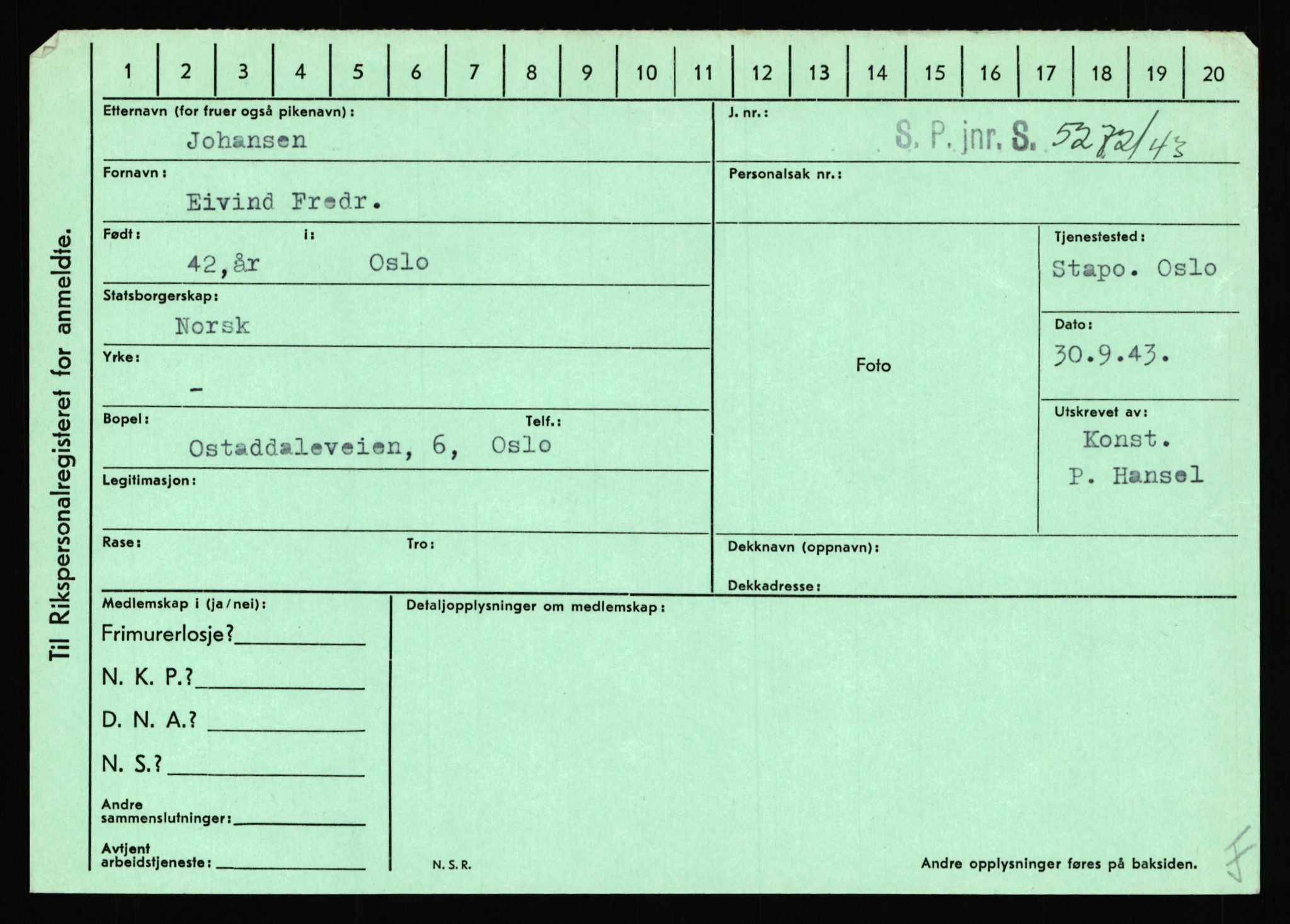 Statspolitiet - Hovedkontoret / Osloavdelingen, AV/RA-S-1329/C/Ca/L0008: Johan(nes)sen - Knoph, 1943-1945, p. 10