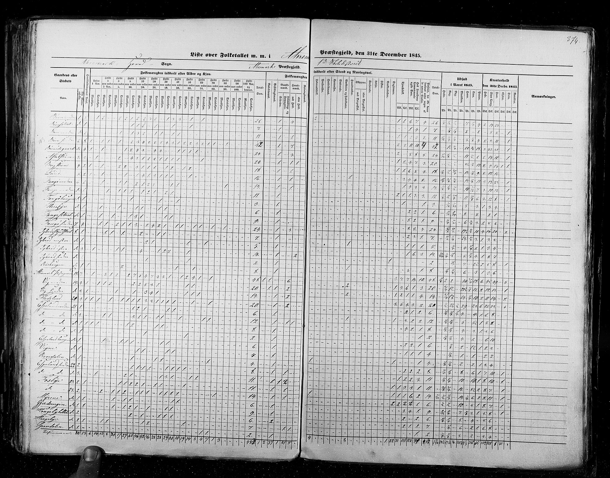 RA, Census 1845, vol. 2: Smålenenes amt og Akershus amt, 1845, p. 374