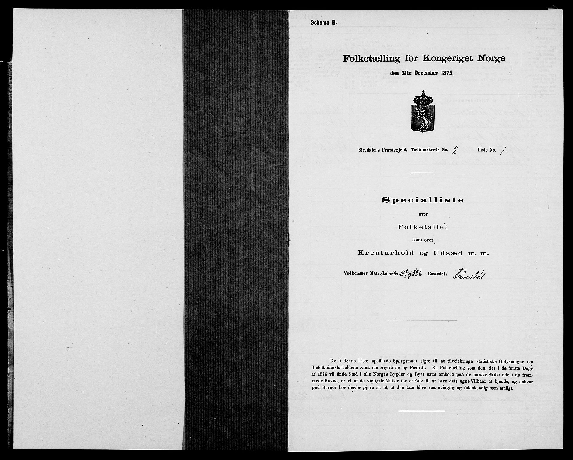 SAK, 1875 census for 1046P Sirdal, 1875, p. 137