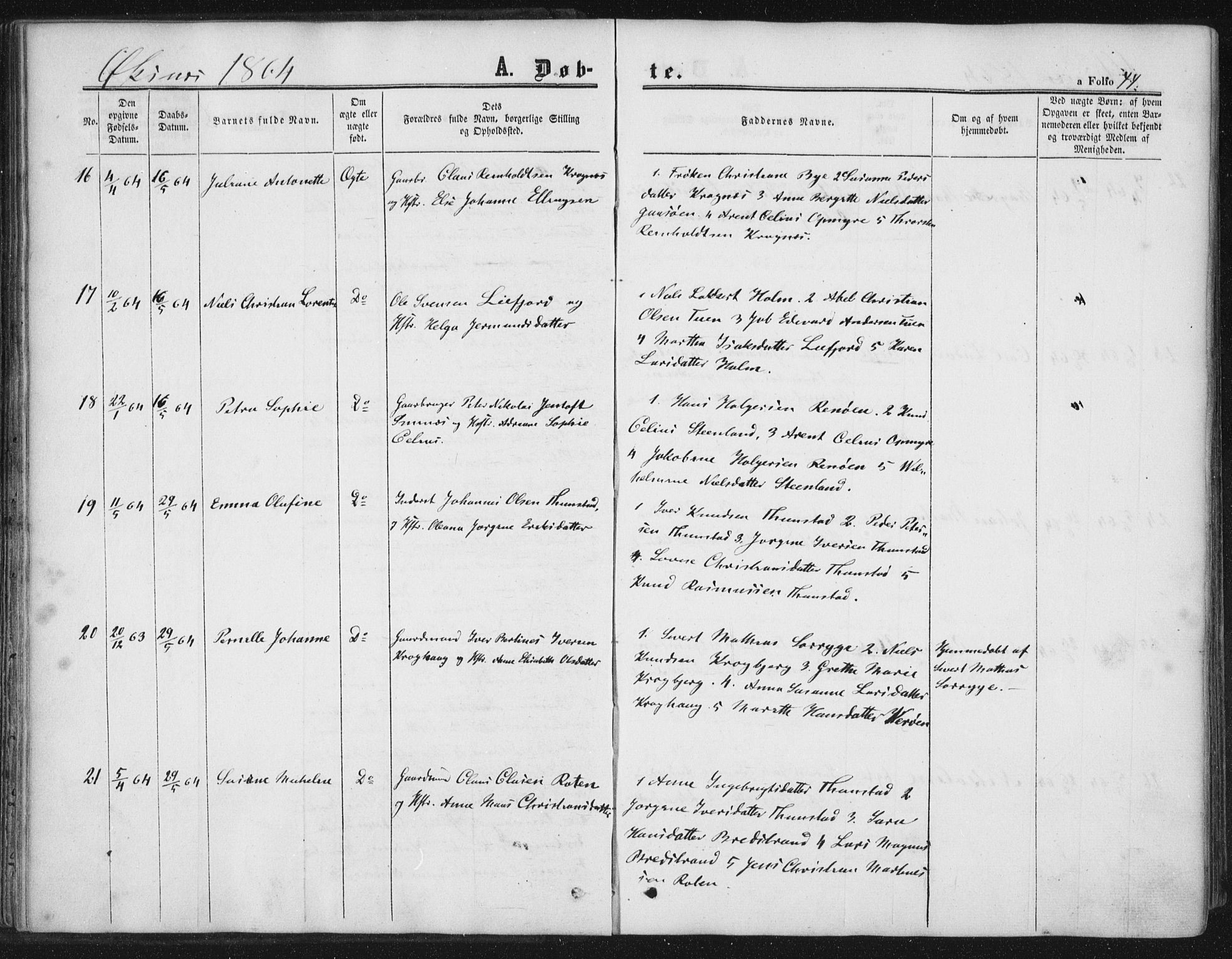 Ministerialprotokoller, klokkerbøker og fødselsregistre - Nordland, AV/SAT-A-1459/893/L1333: Parish register (official) no. 893A06, 1858-1866, p. 44