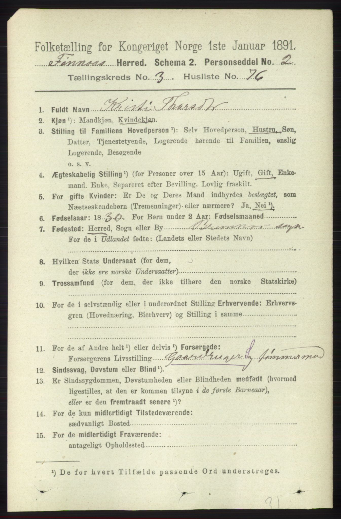 RA, 1891 census for 1218 Finnås, 1891, p. 1573