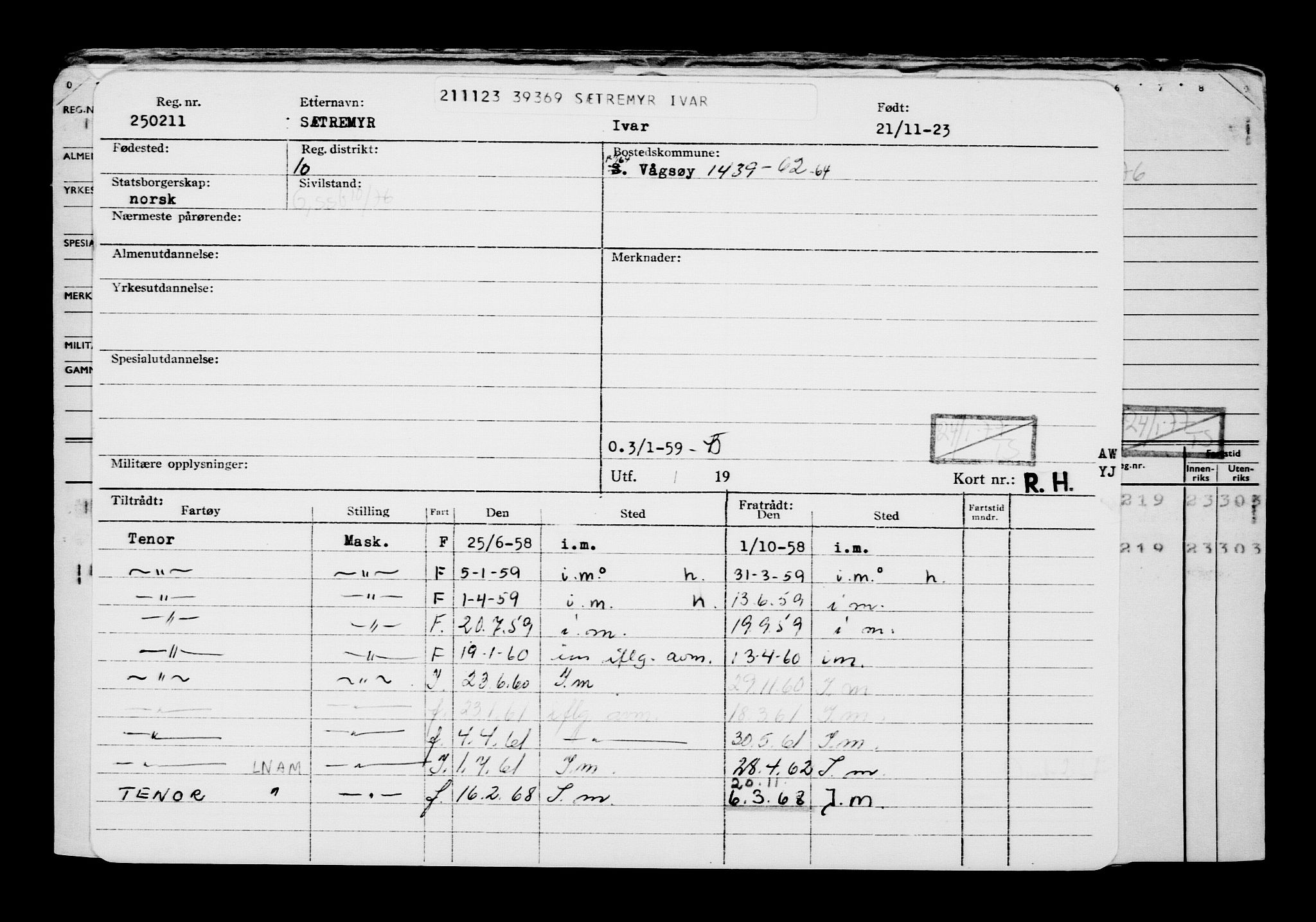 Direktoratet for sjømenn, AV/RA-S-3545/G/Gb/L0225: Hovedkort, 1923, p. 159