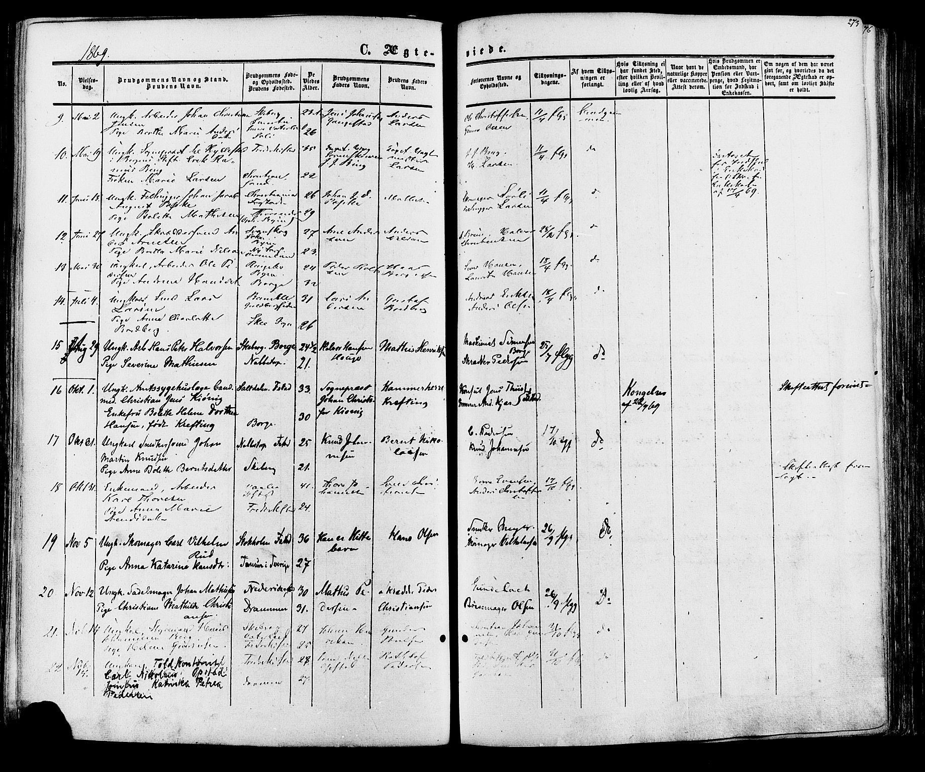 Fredrikstad prestekontor Kirkebøker, AV/SAO-A-11082/F/Fa/L0006: Parish register (official) no. 6, 1857-1878, p. 273