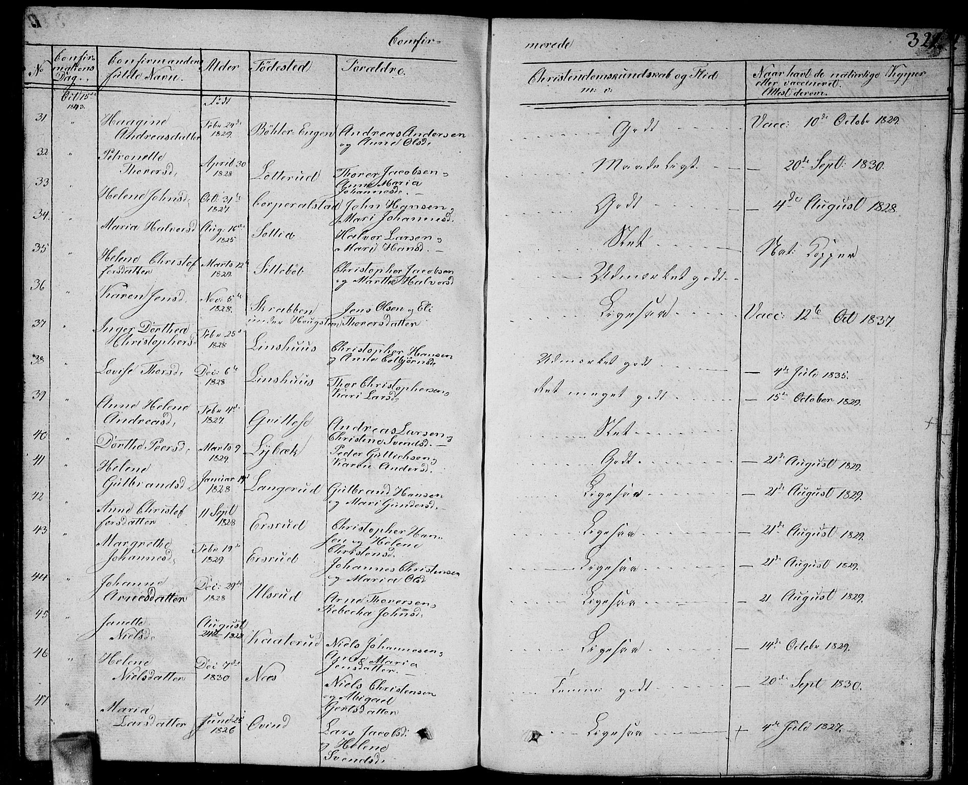 Enebakk prestekontor Kirkebøker, AV/SAO-A-10171c/G/Ga/L0003: Parish register (copy) no. I 3, 1833-1849, p. 321