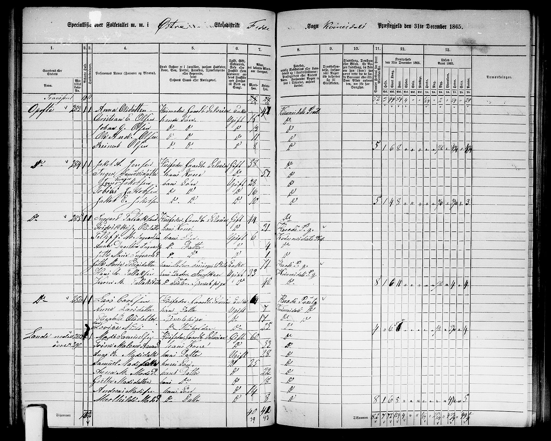 RA, 1865 census for Kvinesdal, 1865, p. 72