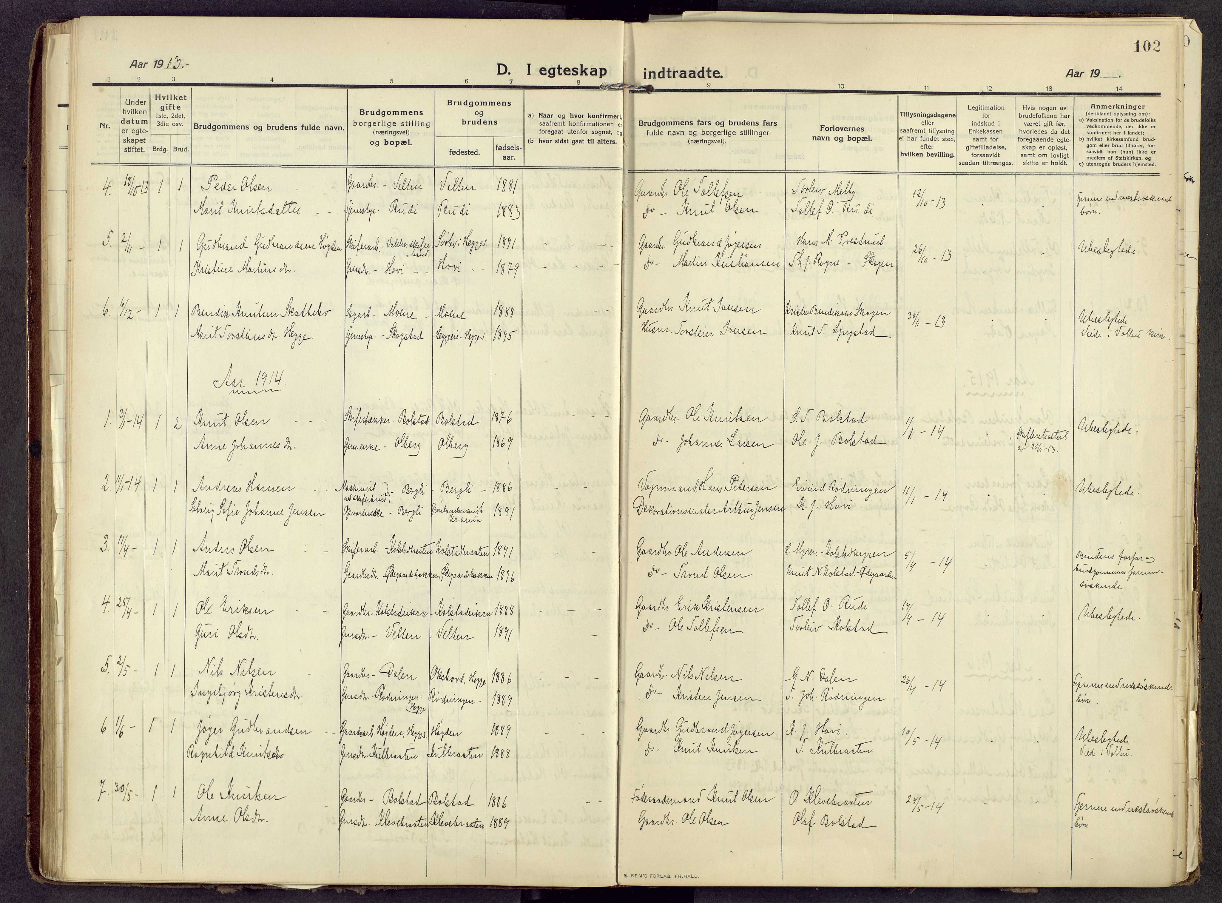 Øystre Slidre prestekontor, AV/SAH-PREST-138/H/Ha/Haa/L0006: Parish register (official) no. 6, 1911-1931, p. 102