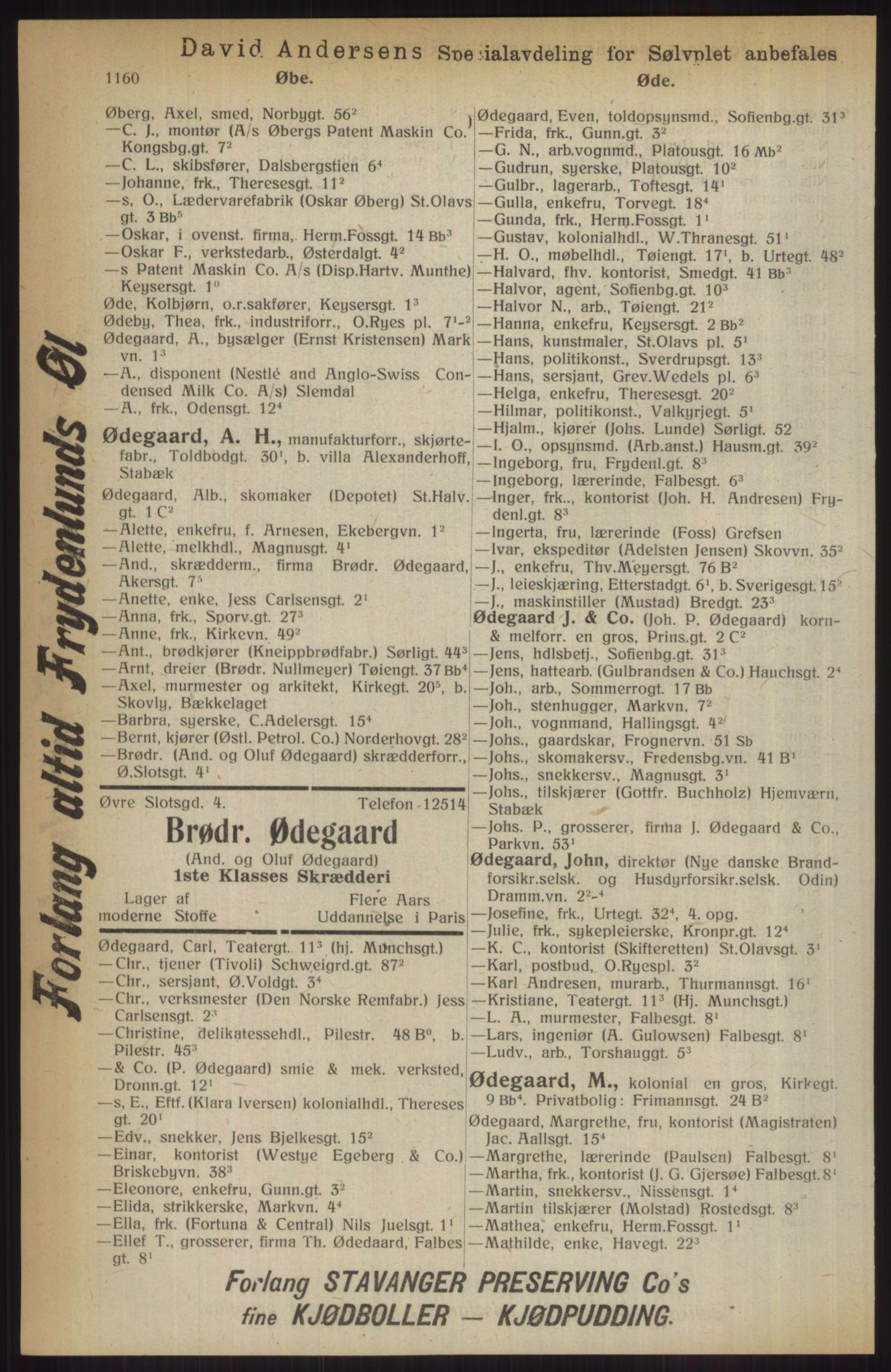 Kristiania/Oslo adressebok, PUBL/-, 1914, p. 1160