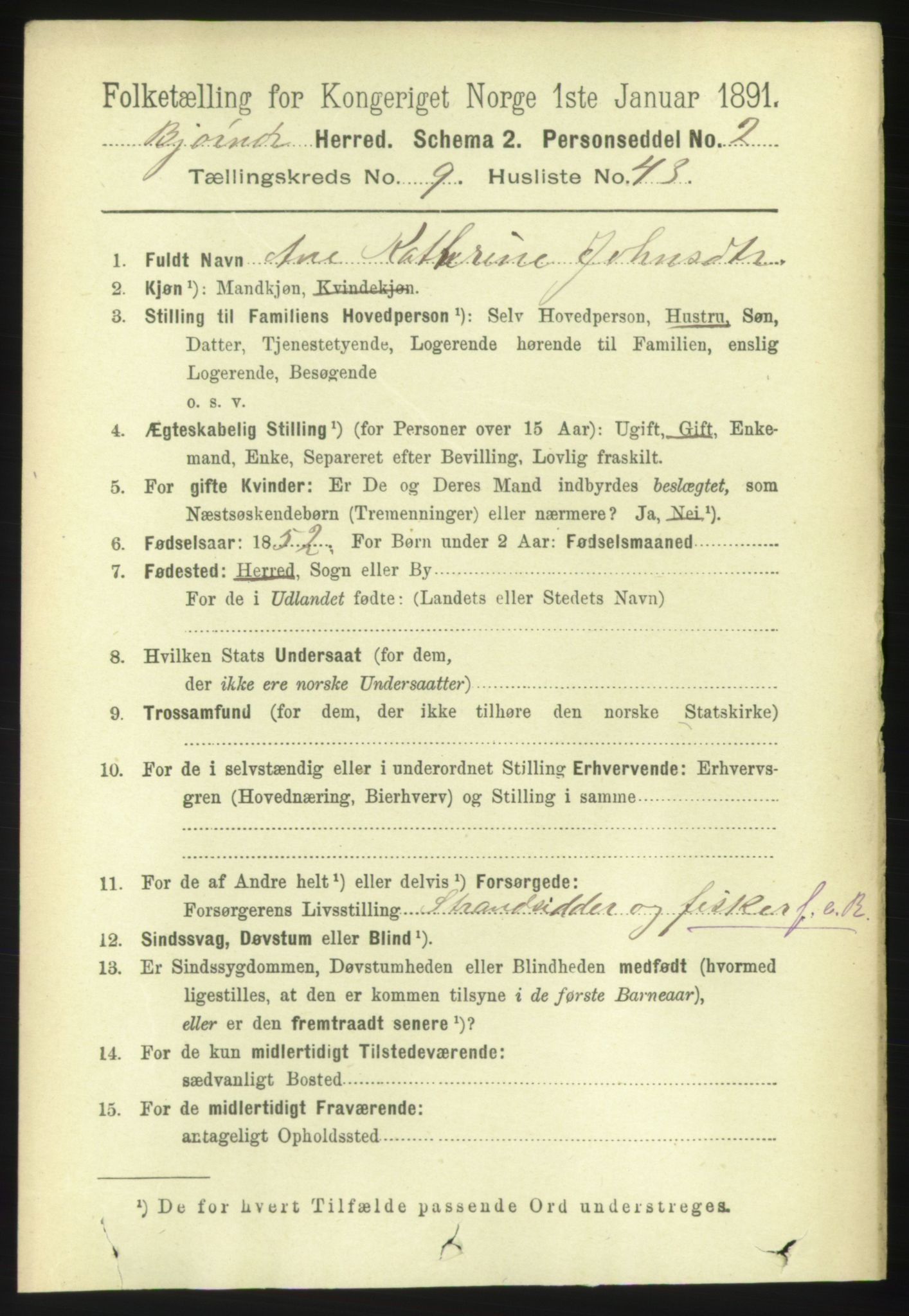 RA, 1891 census for 1632 Bjørnør, 1891, p. 4080