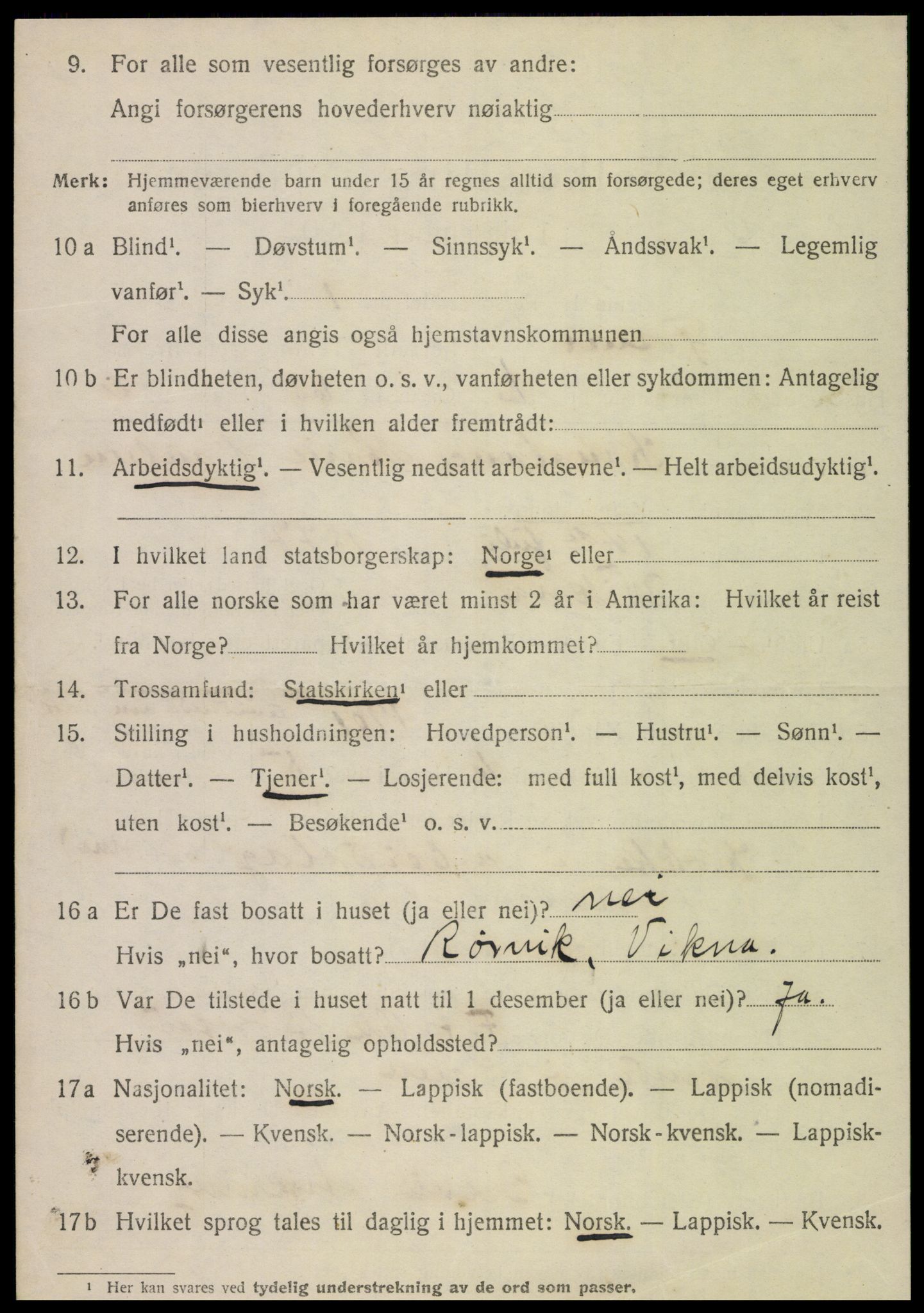 SAT, 1920 census for Fosnes, 1920, p. 2572