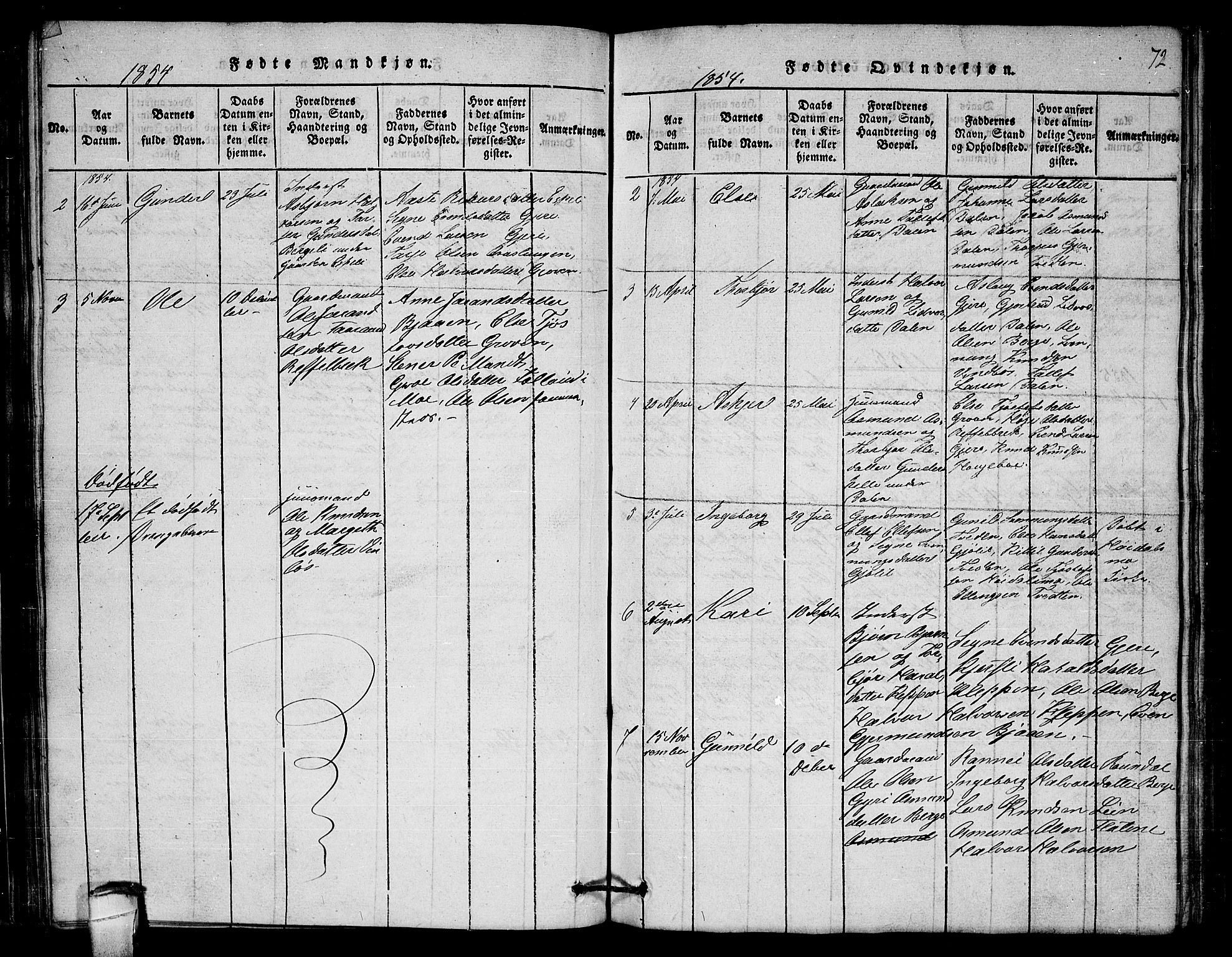 Lårdal kirkebøker, SAKO/A-284/G/Gb/L0001: Parish register (copy) no. II 1, 1815-1865, p. 72