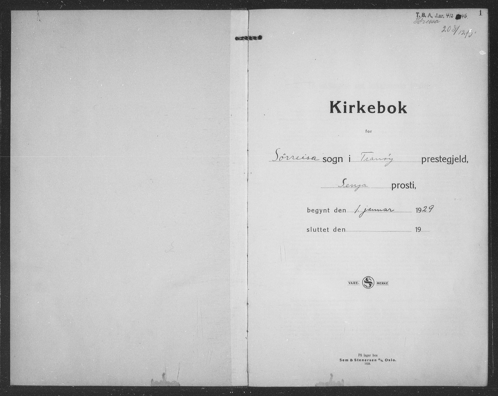 Tranøy sokneprestkontor, SATØ/S-1313/I/Ia/Iab/L0024klokker: Parish register (copy) no. 24, 1929-1943, p. 1