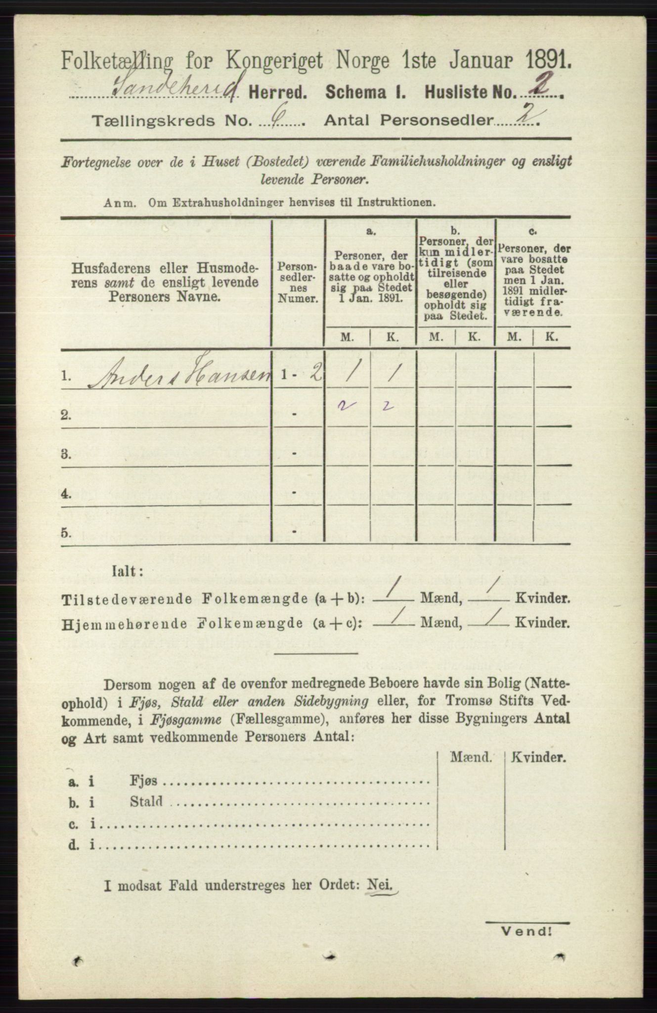 RA, 1891 census for 0724 Sandeherred, 1891, p. 3420