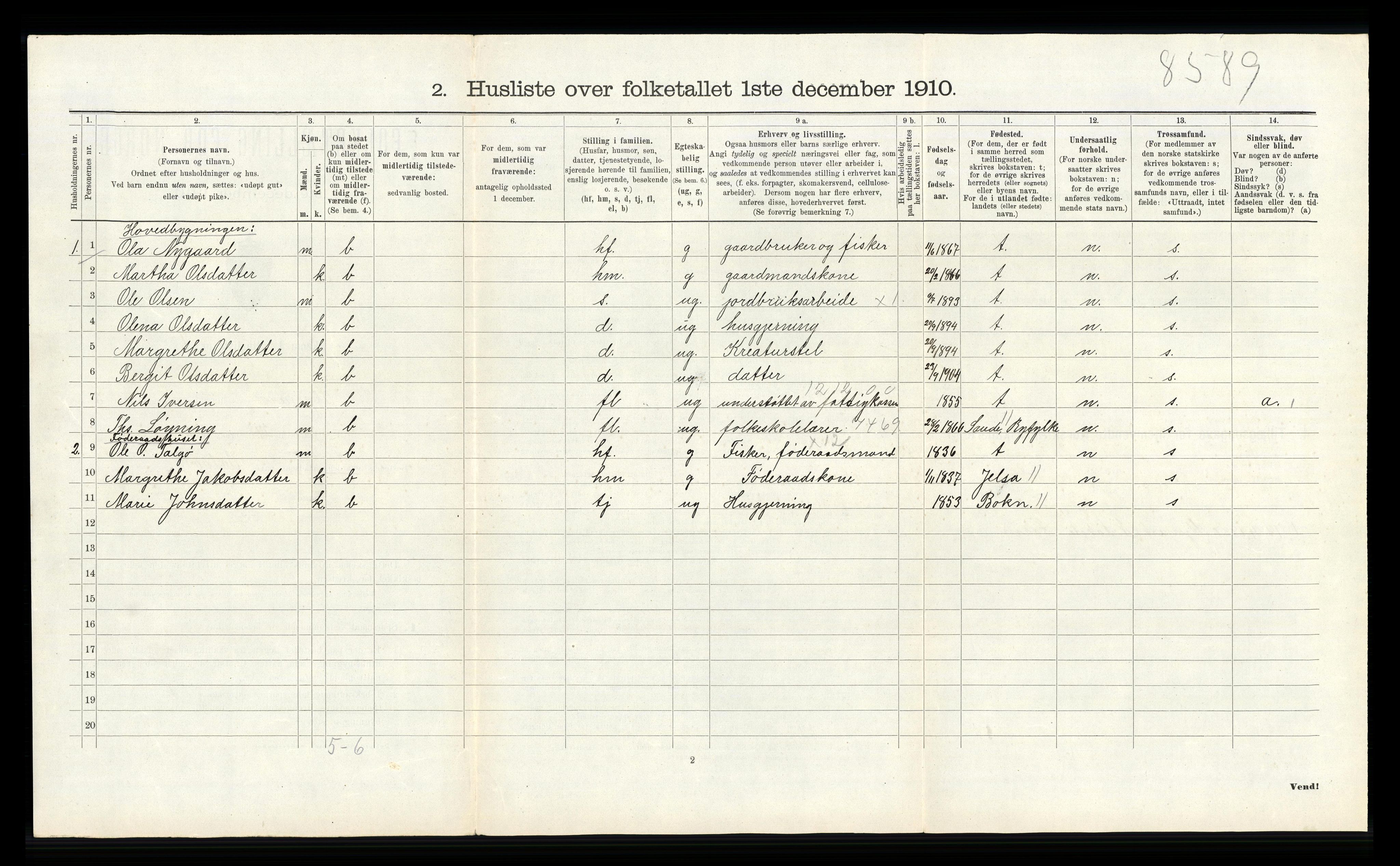 RA, 1910 census for Sjernarøy, 1910, p. 188