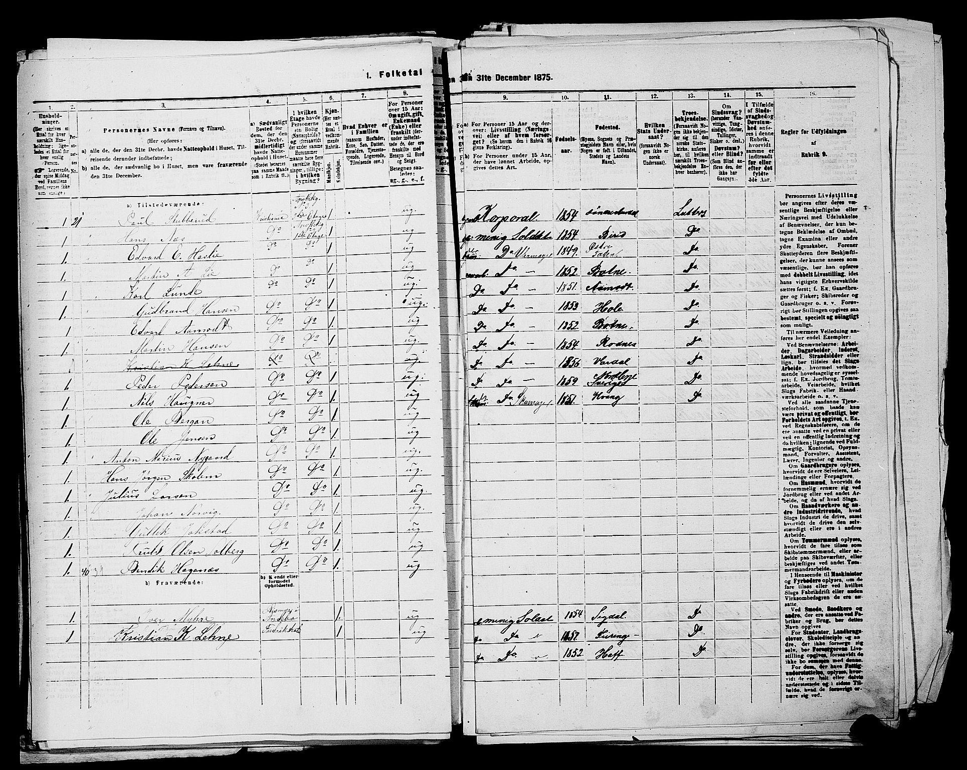 RA, 1875 census for 0301 Kristiania, 1875, p. 3033