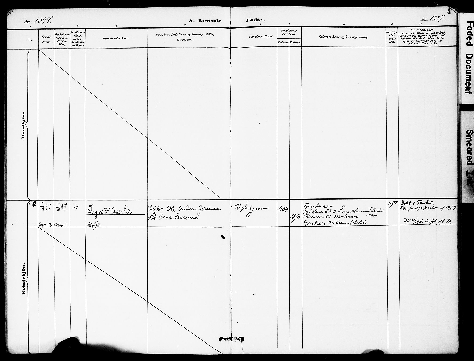 Austre Moland sokneprestkontor, SAK/1111-0001/F/Fa/Fab/L0002: Parish register (official) no. A 2, 1894-1919, p. 4