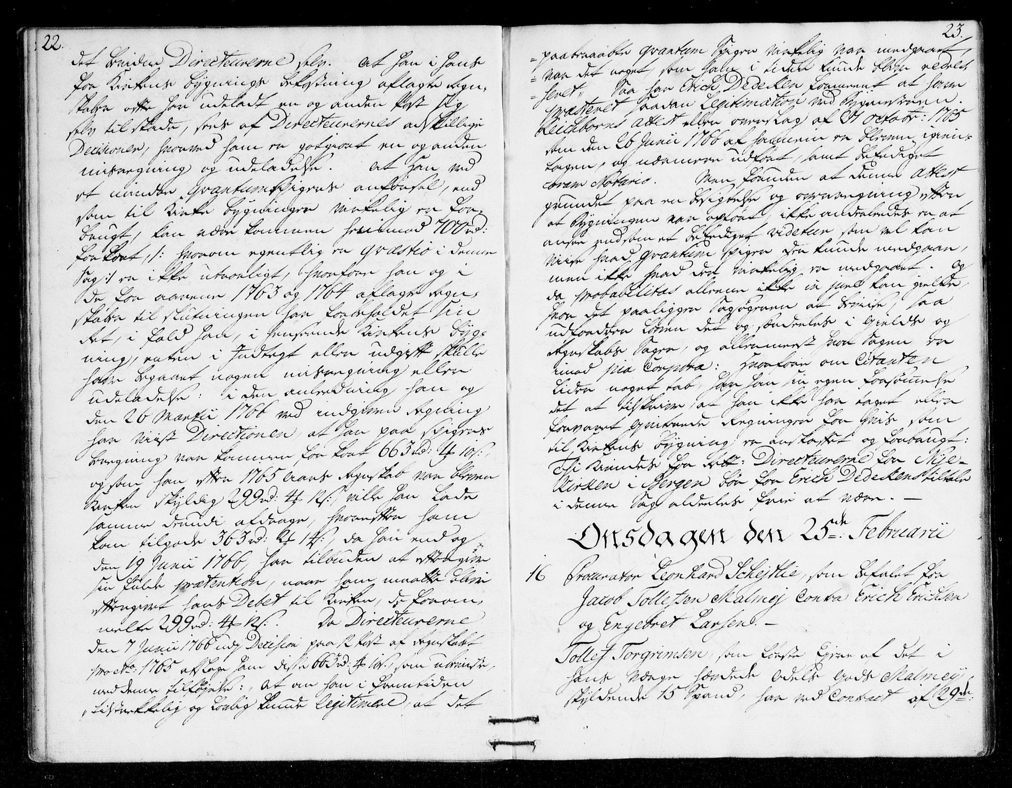 Overhoffretten 1667-1797, AV/RA-EA-2884/Ab/L0098: Domsprotokoll, 1767, p. 22-23