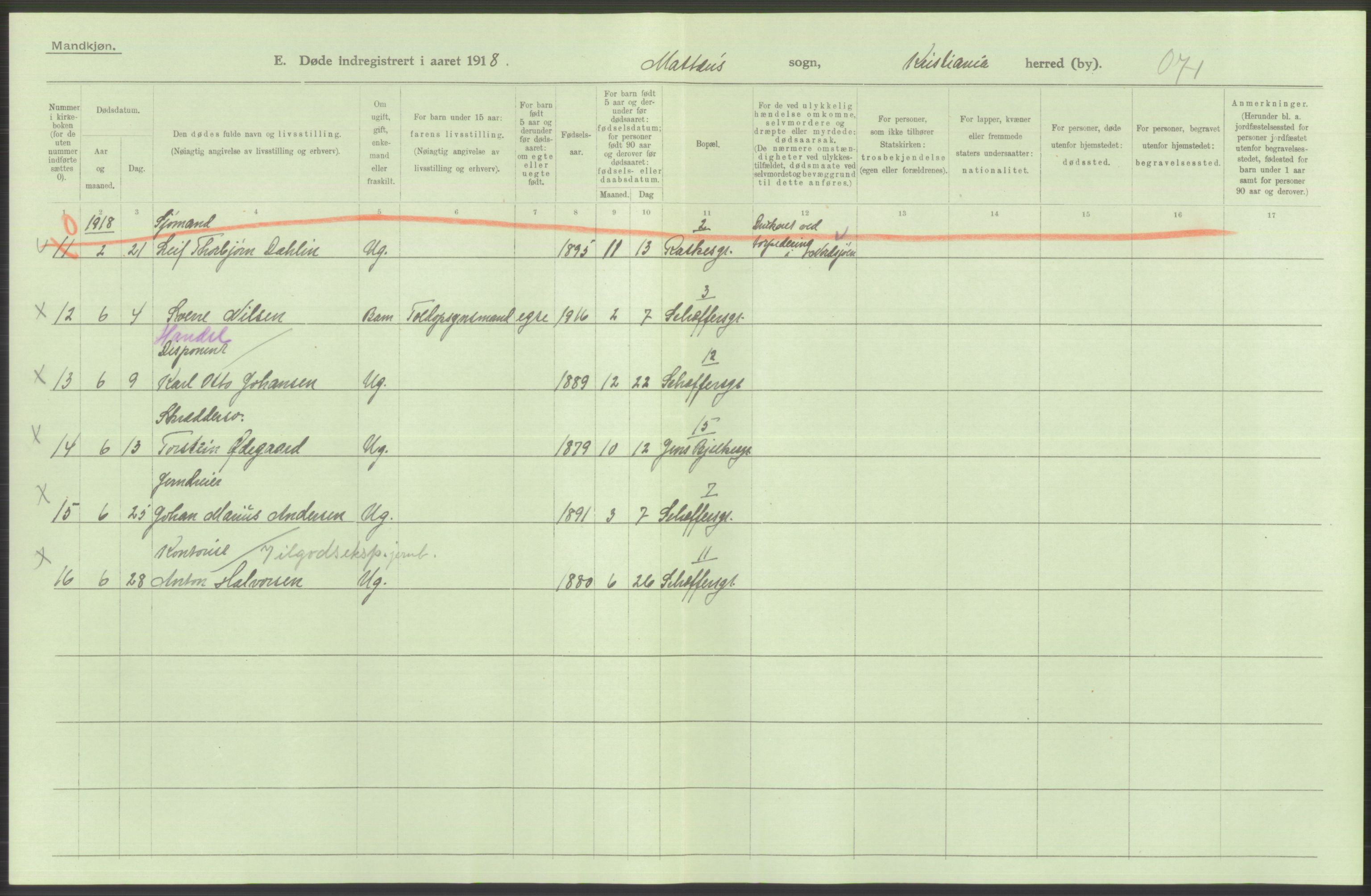 Statistisk sentralbyrå, Sosiodemografiske emner, Befolkning, AV/RA-S-2228/D/Df/Dfb/Dfbh/L0010: Kristiania: Døde, 1918, p. 690