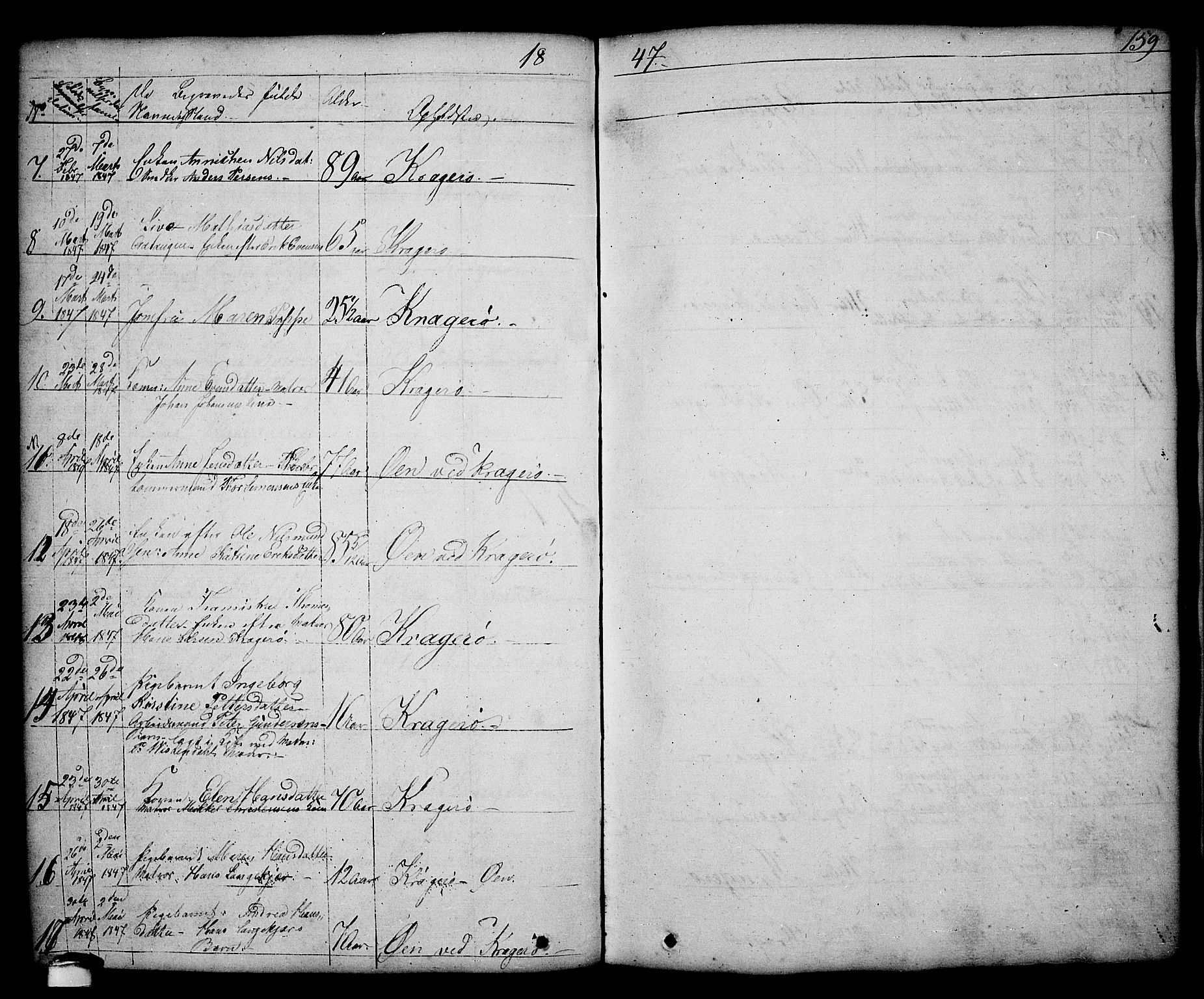 Kragerø kirkebøker, AV/SAKO-A-278/G/Ga/L0003: Parish register (copy) no. 3, 1832-1852, p. 159