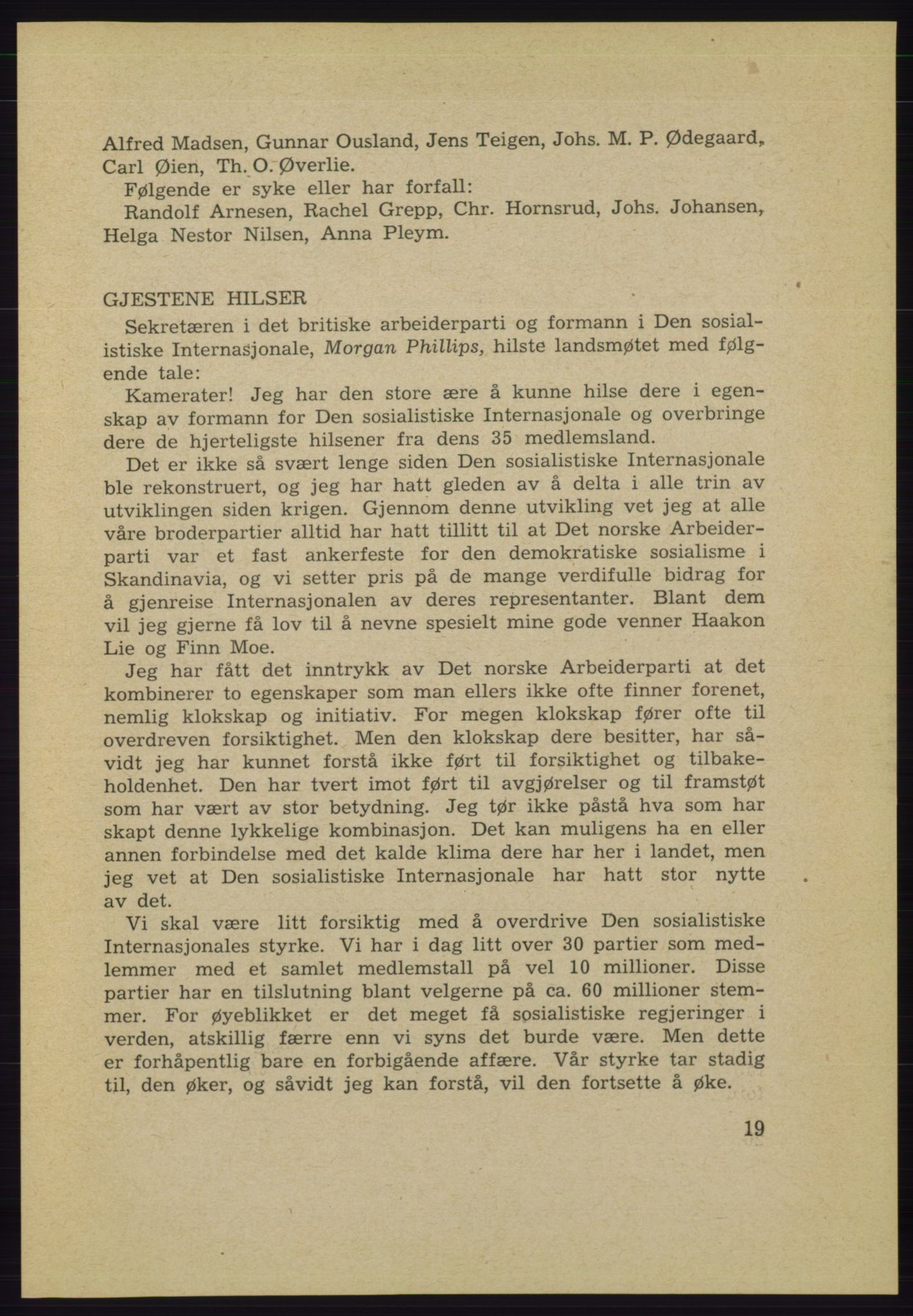 Det norske Arbeiderparti - publikasjoner, AAB/-/-/-: Protokoll over forhandlingene på det 34. ordinære landsmøte 22.-25. mars 1953 i Oslo, 1953, p. 19