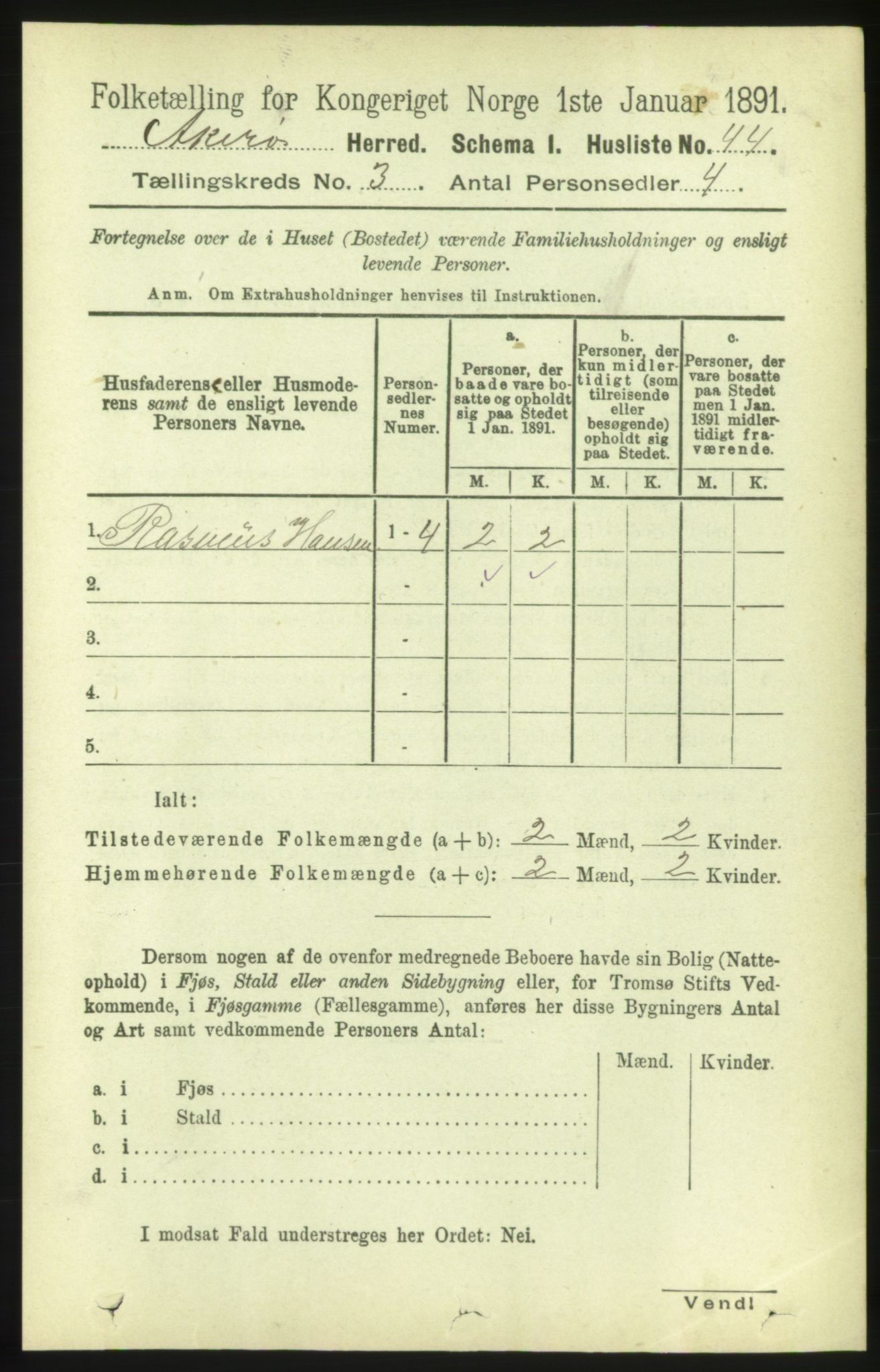 RA, 1891 census for 1545 Aukra, 1891, p. 1296